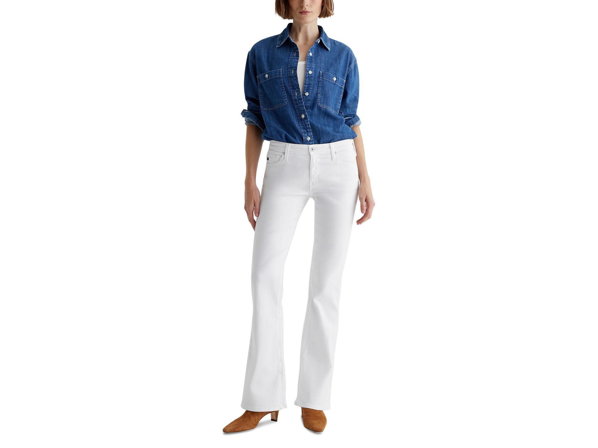 Angel Low Rise Bootcut Jeans in Gallery White — Image 4