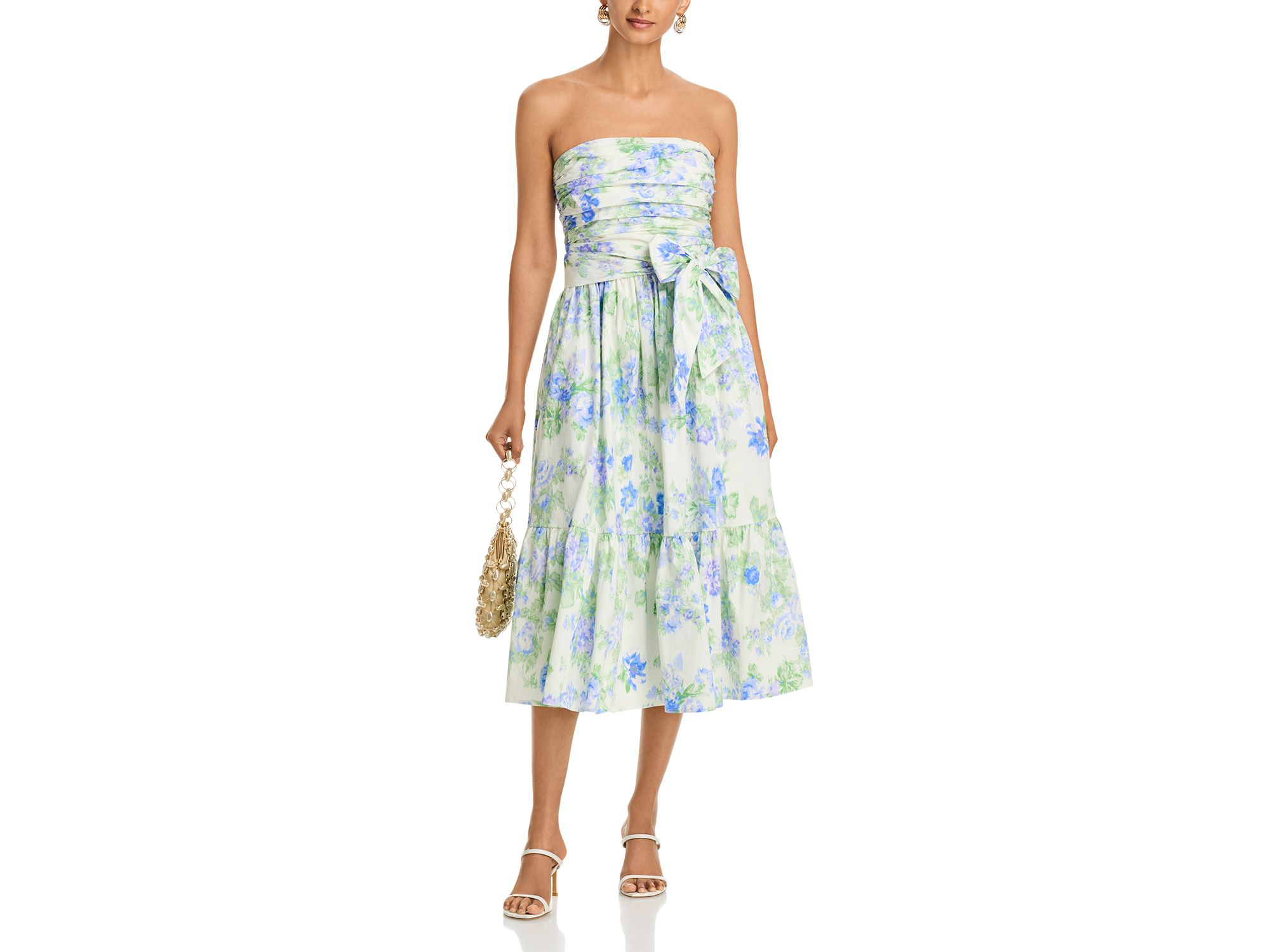 Blurred Floral Gathered Midi Dress - Exclusive — Image 3