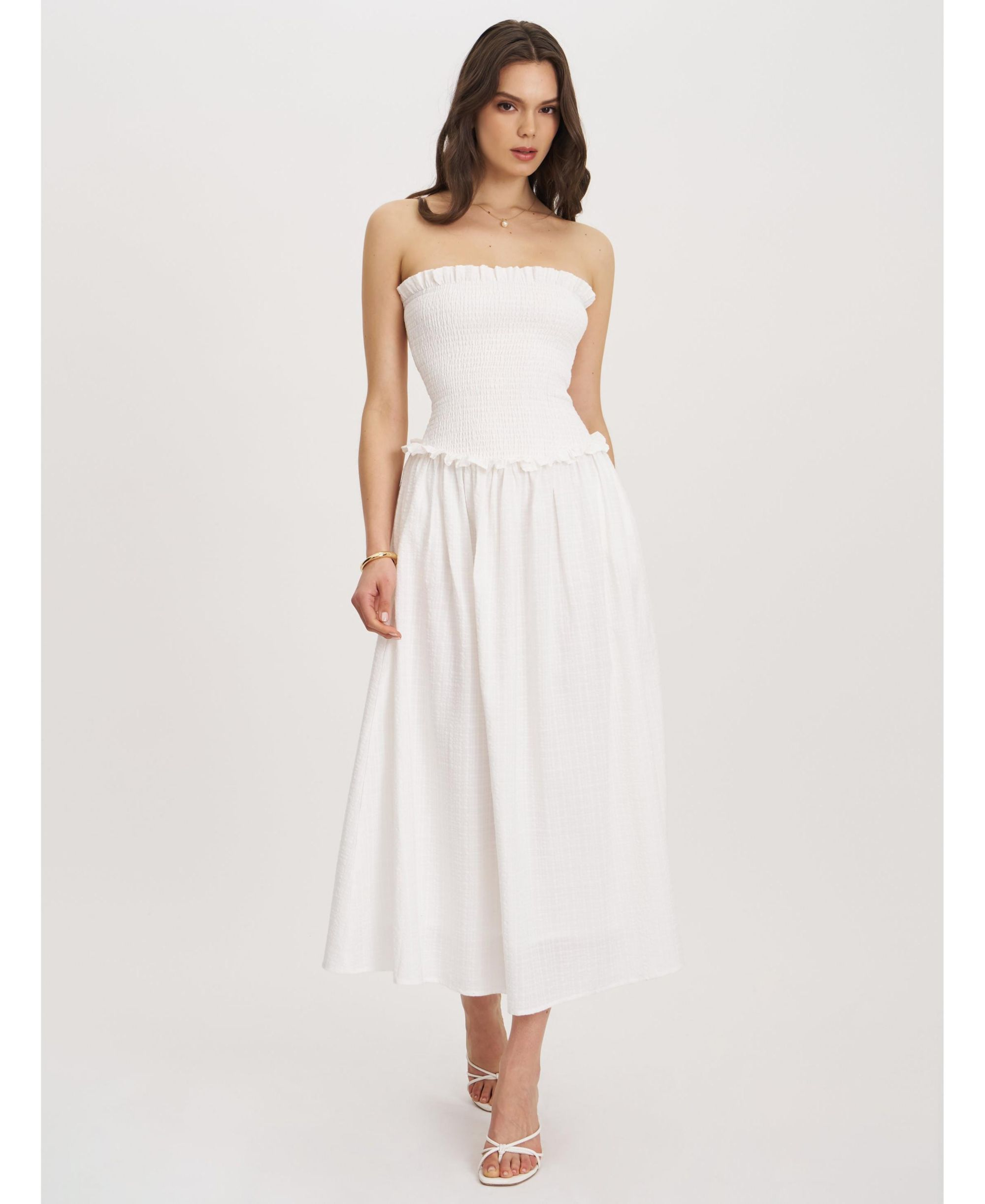 Quadiya Smock Top Strapless Drop Waist Midi Dress — Image 7