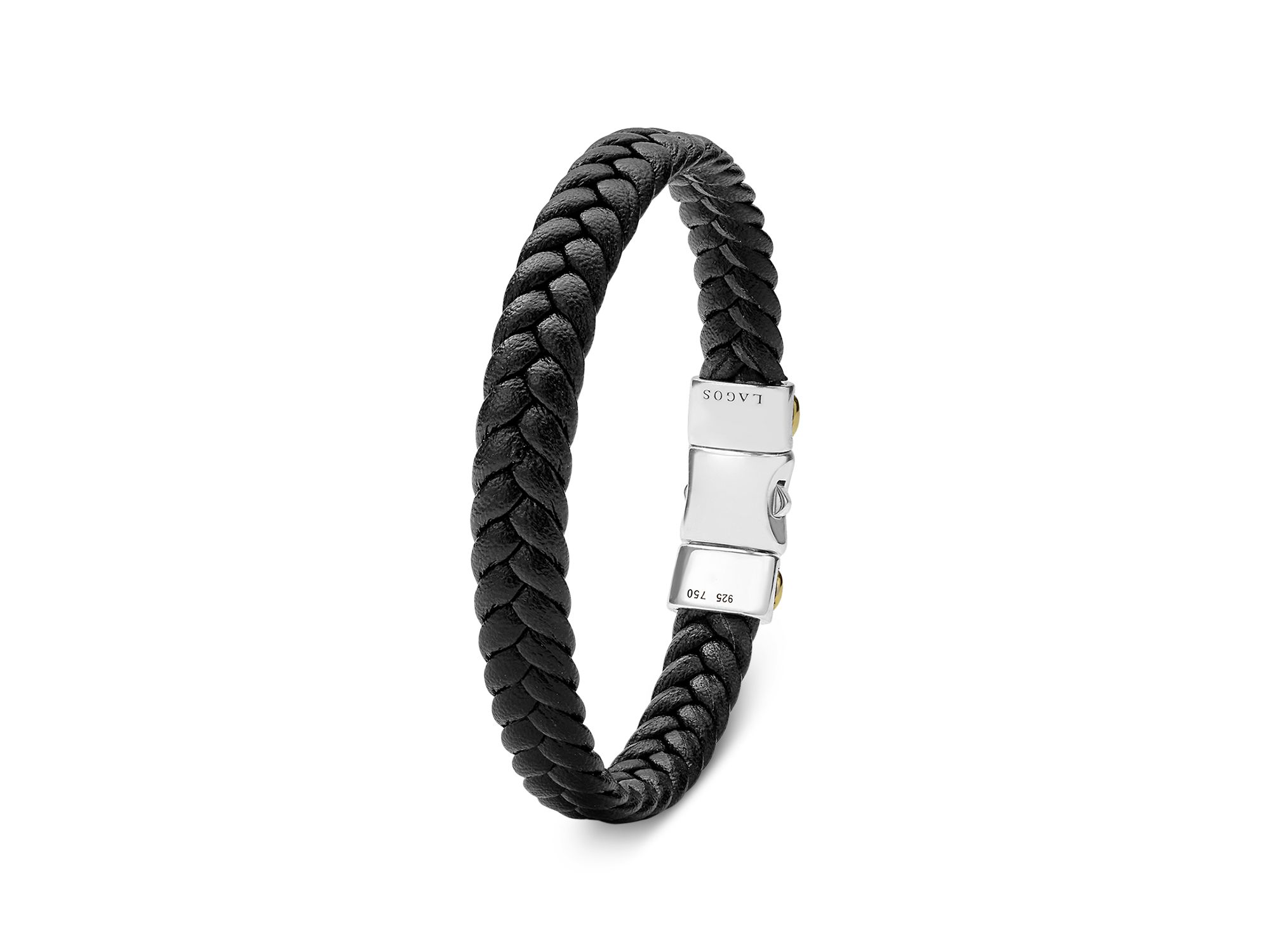 Men's 18K Yellow Gold & Sterling Anthem Braided Faux Leather Bracelet — Image 3