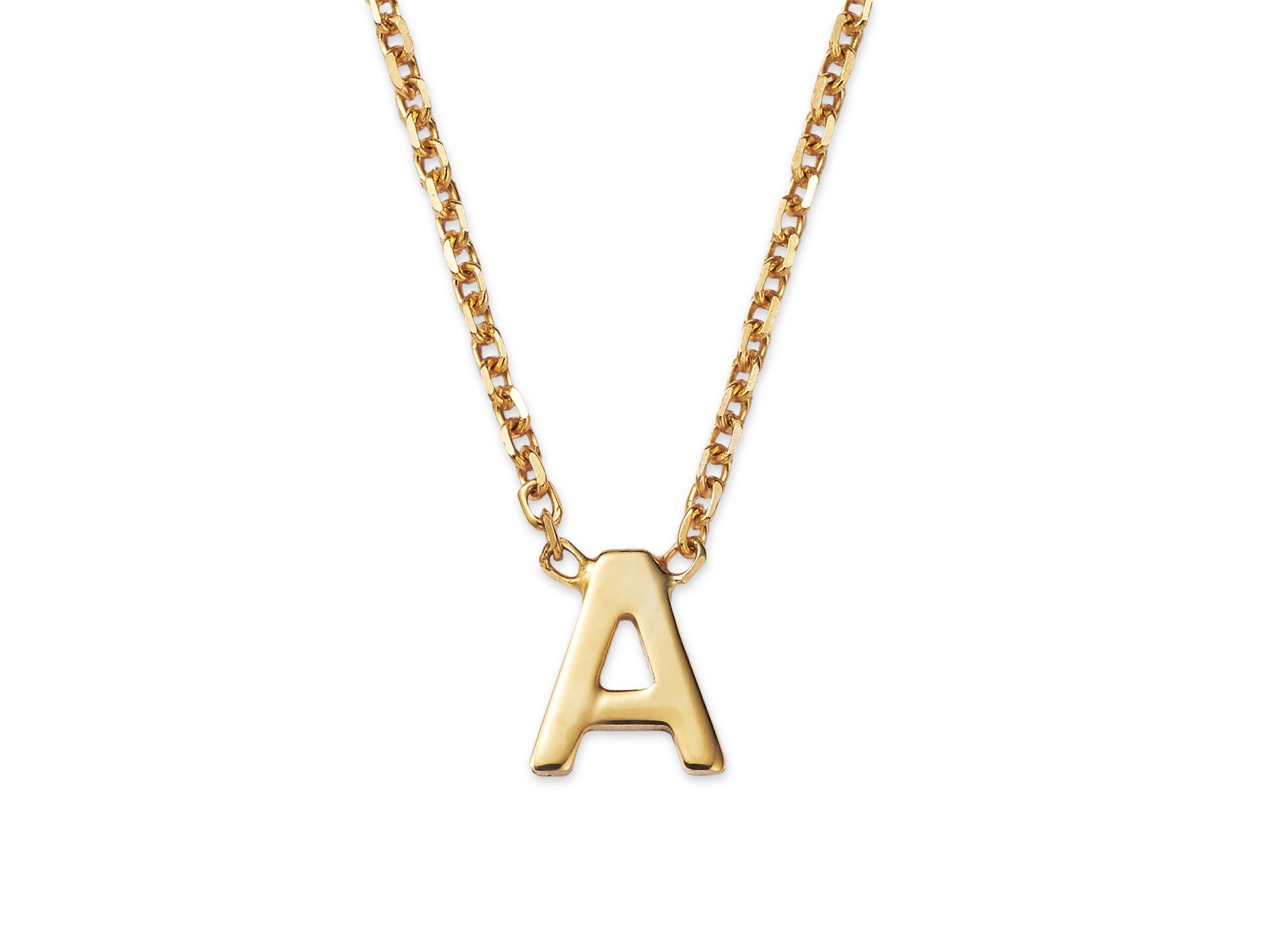 14K Yellow Gold Initial Pendant Necklace, 16" — Image 3