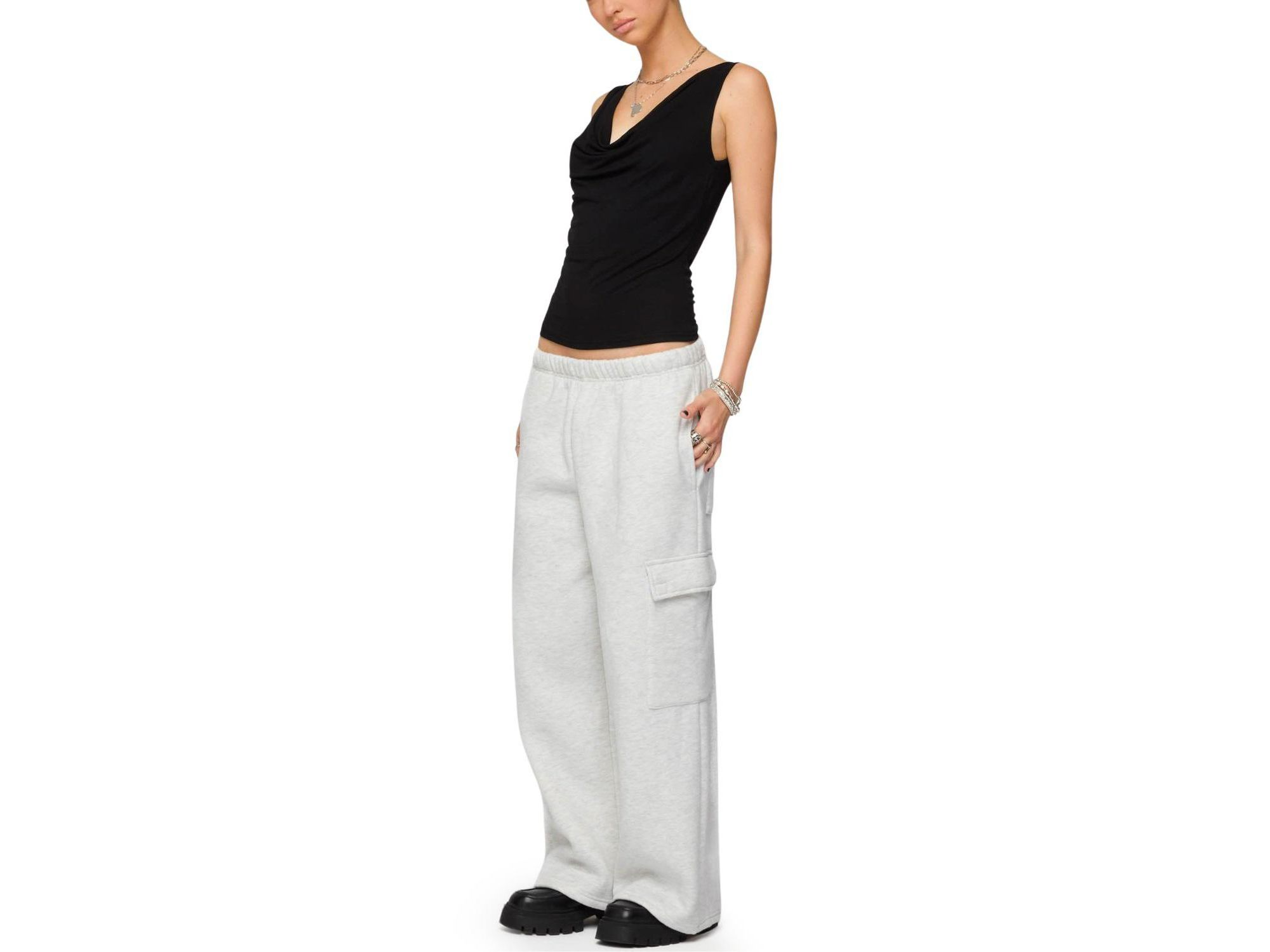 Petite Wide Leg Cargo Sweatpants — Image 3