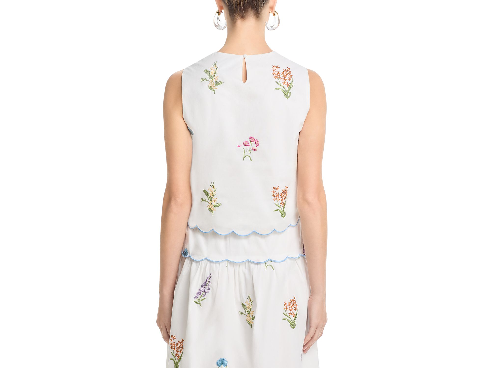 Embroidered Scallop Tank & Midi Skirt Set - Exclusive — Image 5