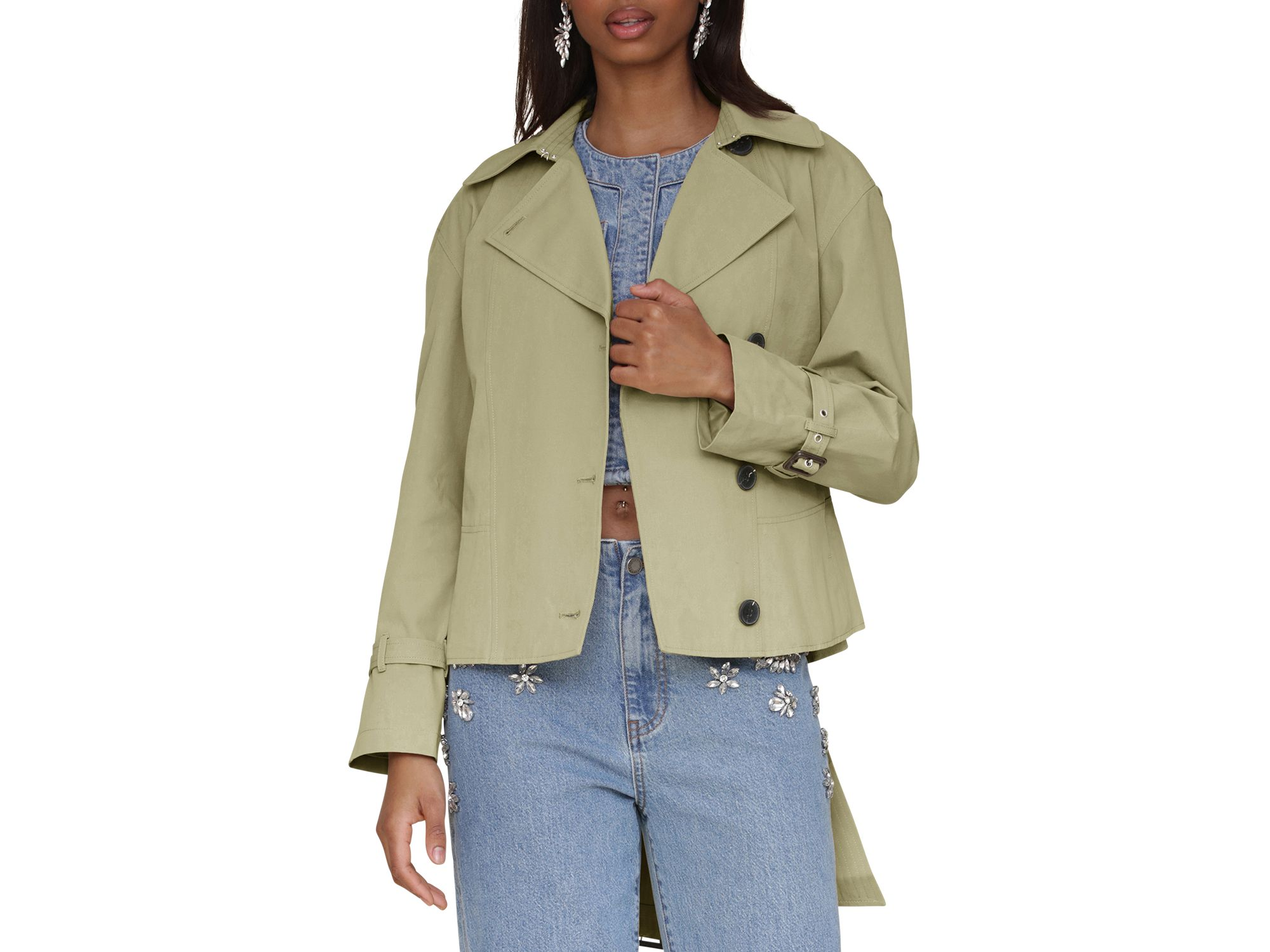 Cropped Belted Trench Coat — Image 3
