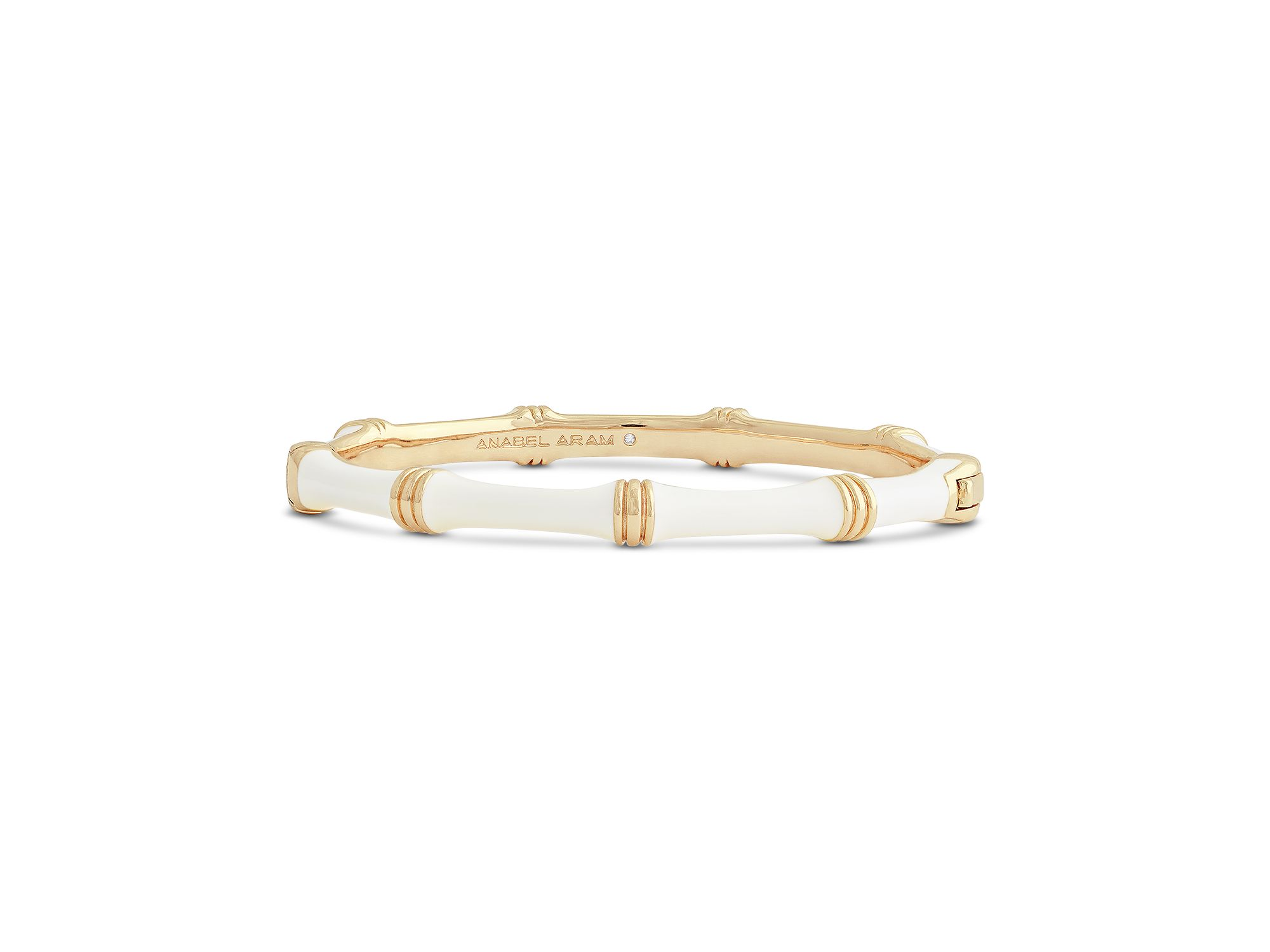 Enamel Bamboo Shaped Hinge Bangle Bracelet — Image 5