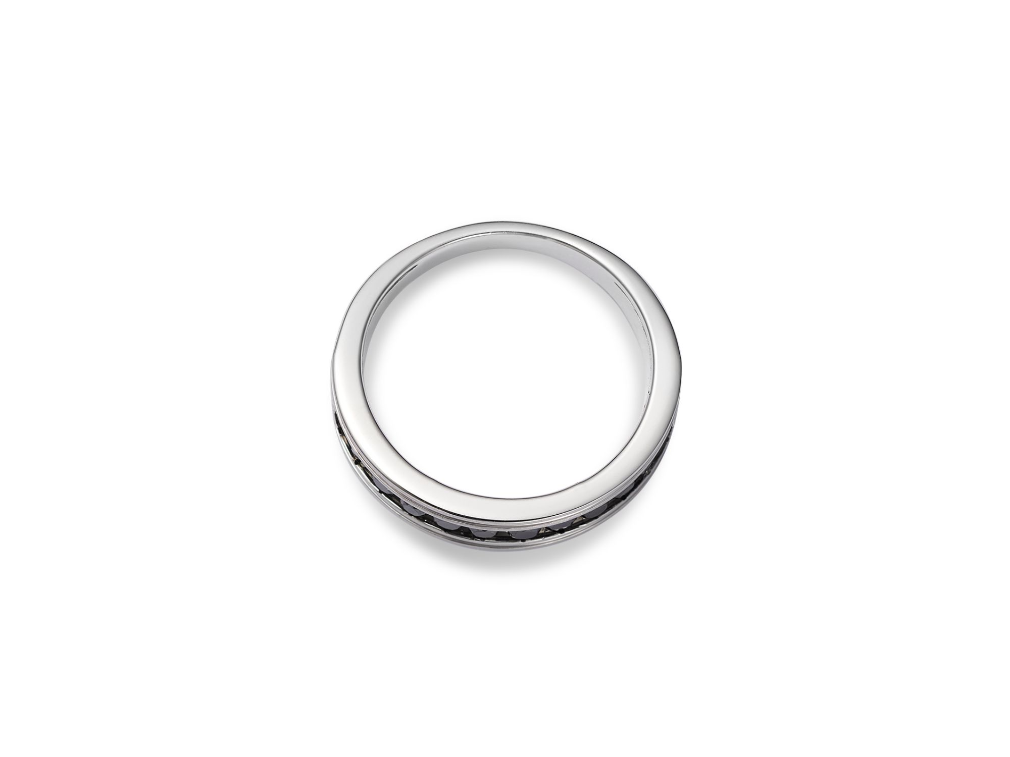Men's Black Diamond Band in 14K White Gold, 0.60 tcw — Image 3