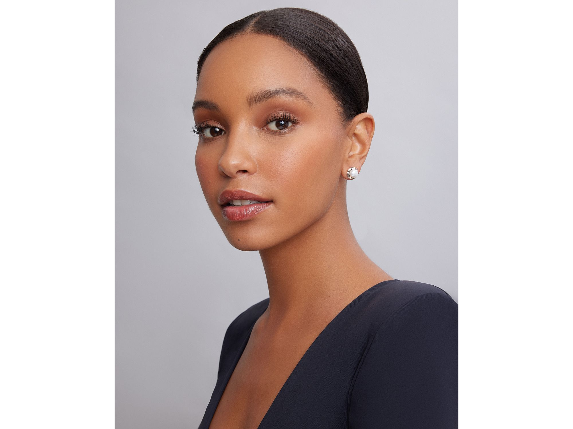 Sterling Silver "Luna" Cultured Pearl Stud Earrings — Image 3