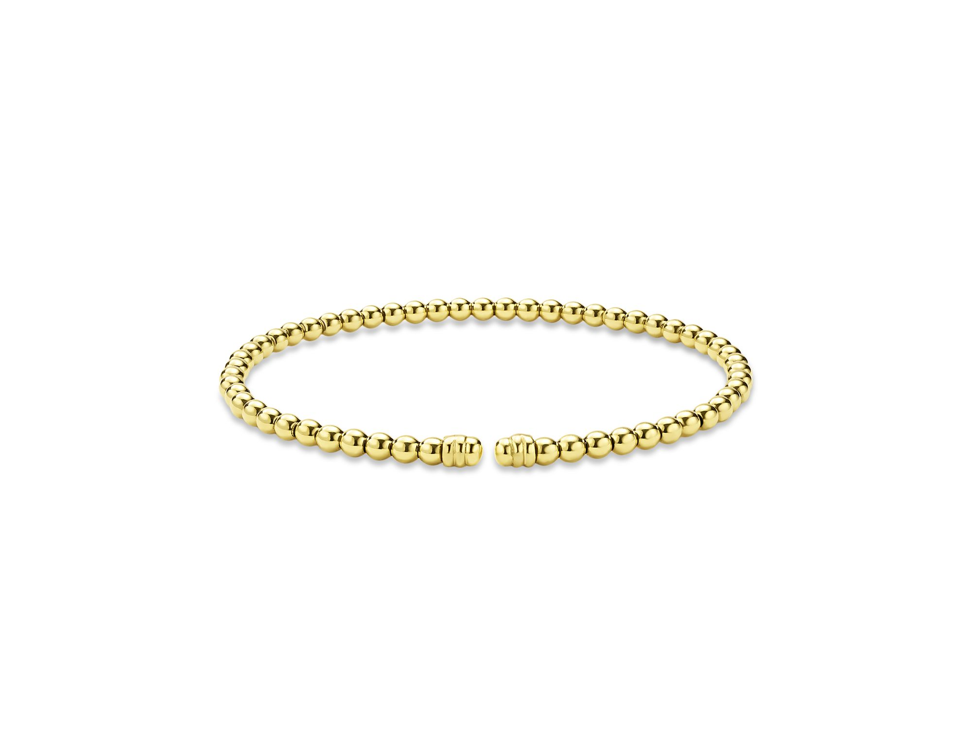18K Yellow Gold Caviar Gold Bead Flex Bangle Bracelet — Image 4