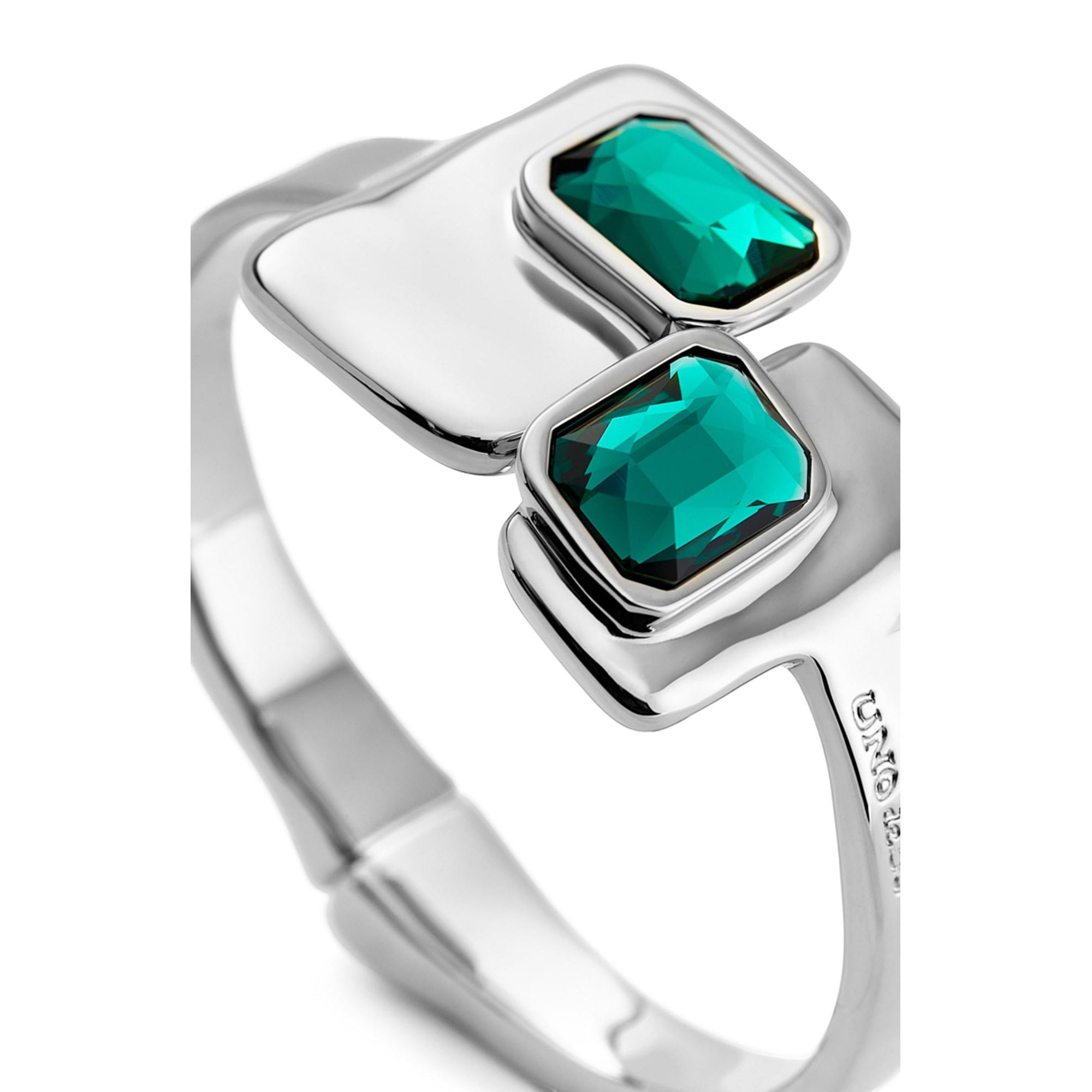 Rigid Sterling Bracelet with Green Crystals — Image 3