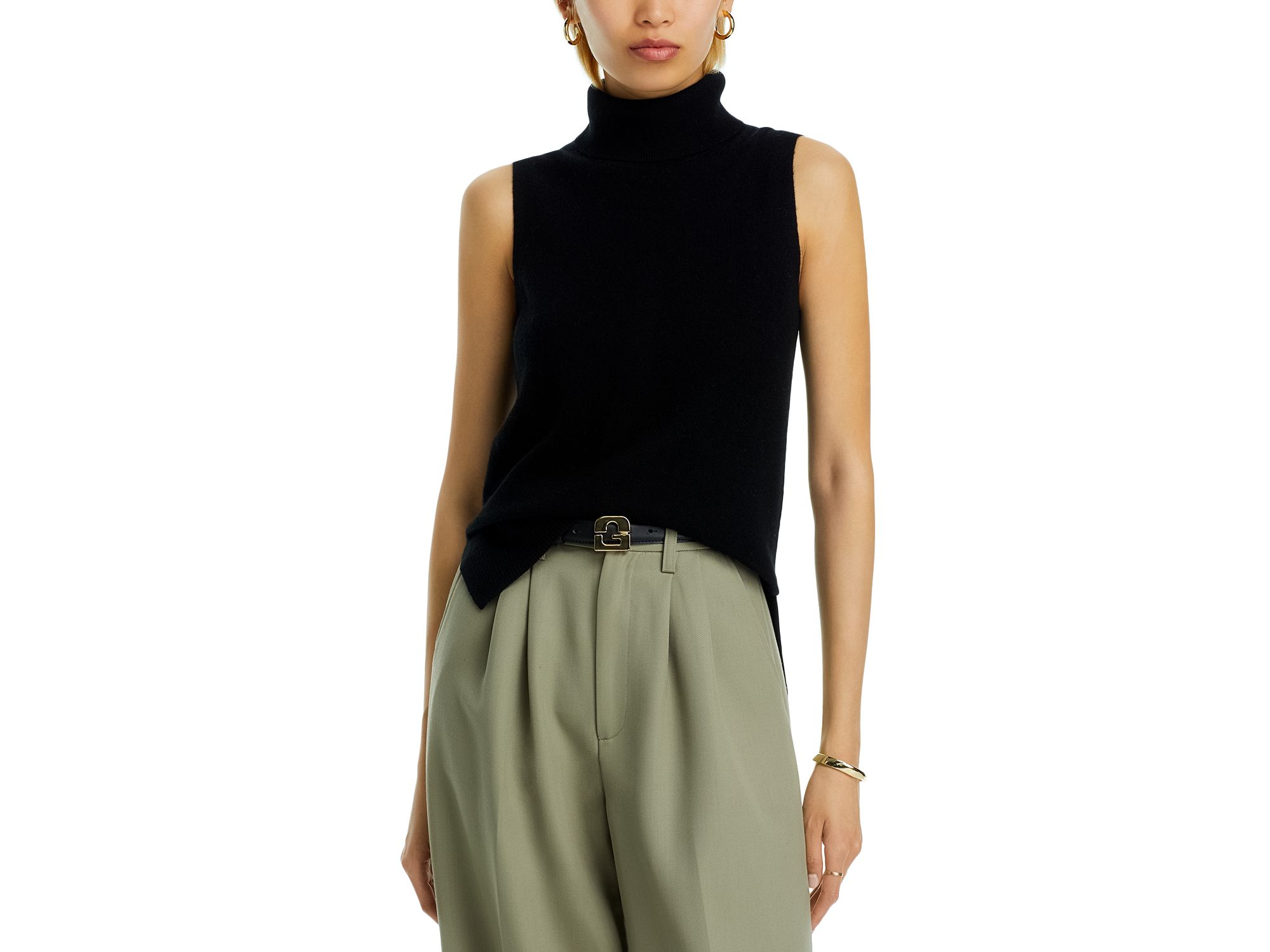 100% Cashmere Split Hem Turtleneck Tank - Exclusive — Image 6
