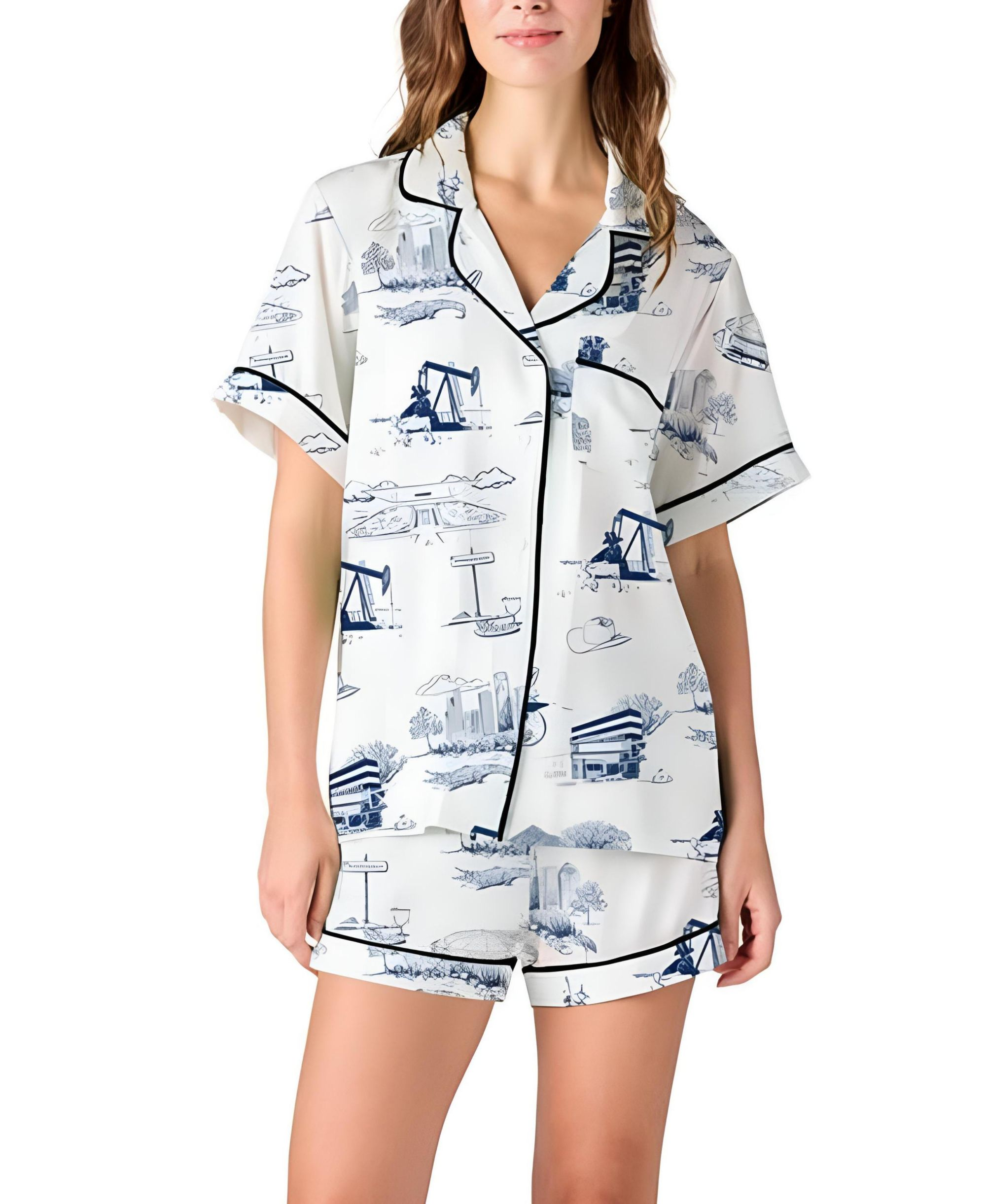 Houston Toile Pajama Shorts Set - Image 1