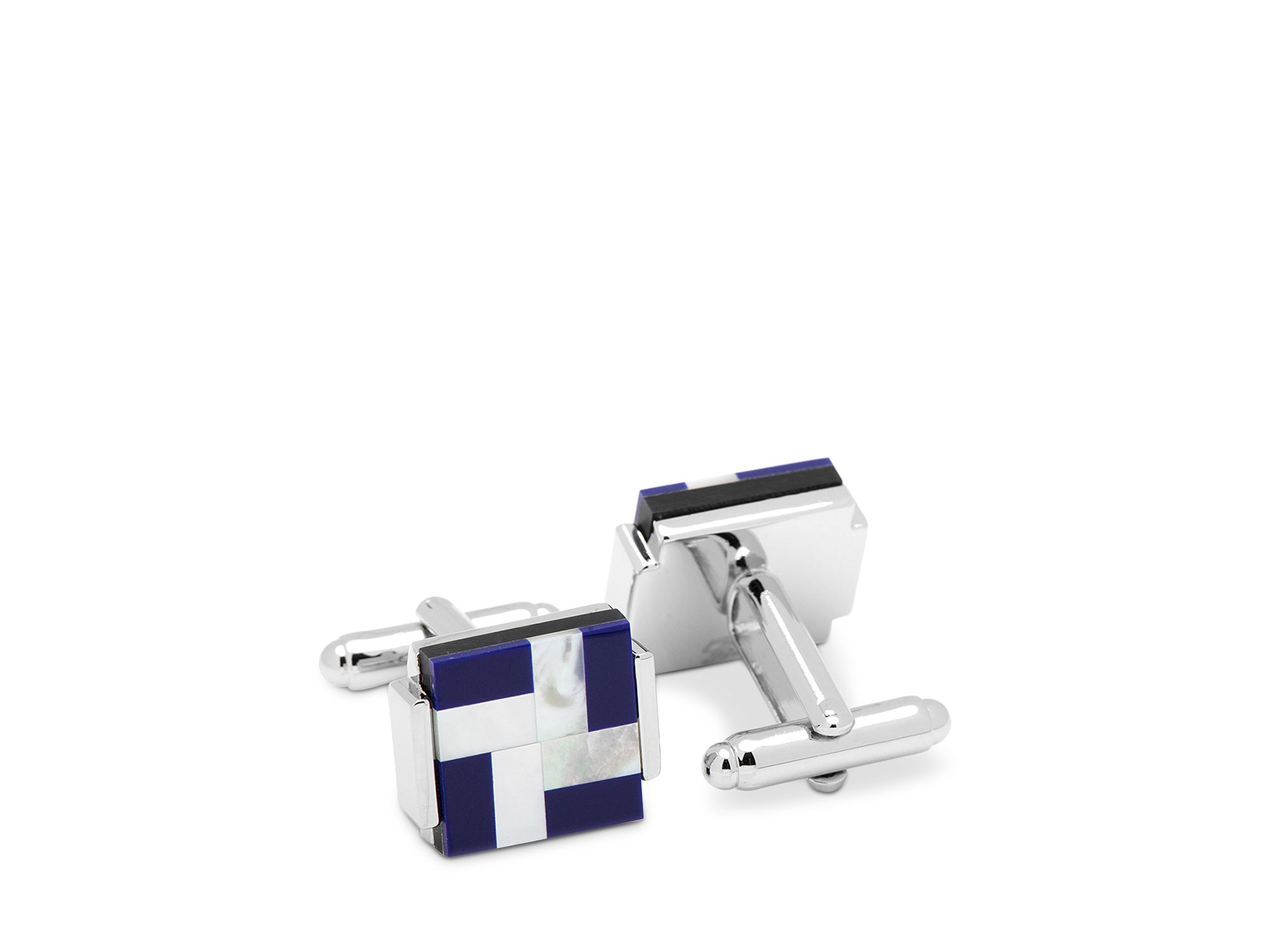 Mother of Pearl and Lapis Blue Windmill Square Cufflinks — Image 5