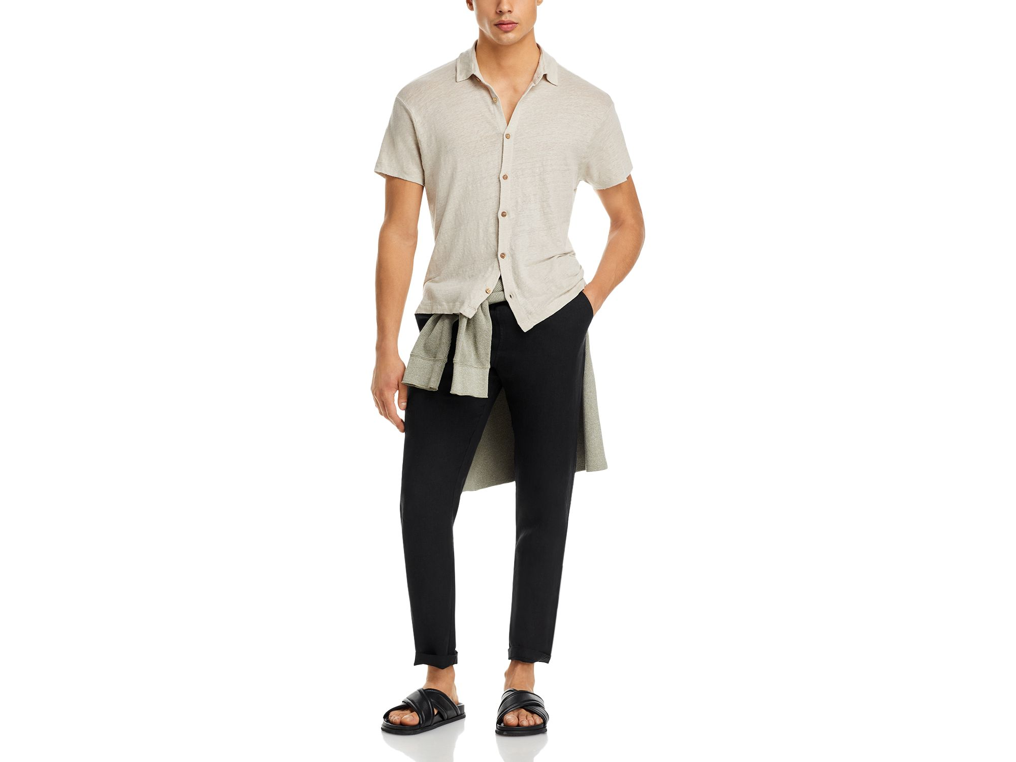 Ola Linen Knit Regular Fit Button Down Shirt — Image 6