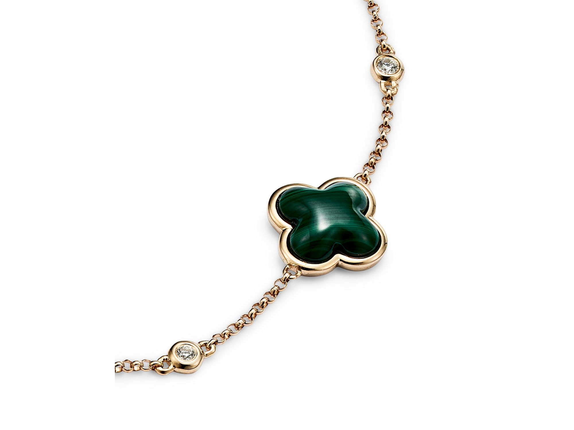 Malachite & Diamond Chain Bracelet in 14K Yellow Gold — Image 3