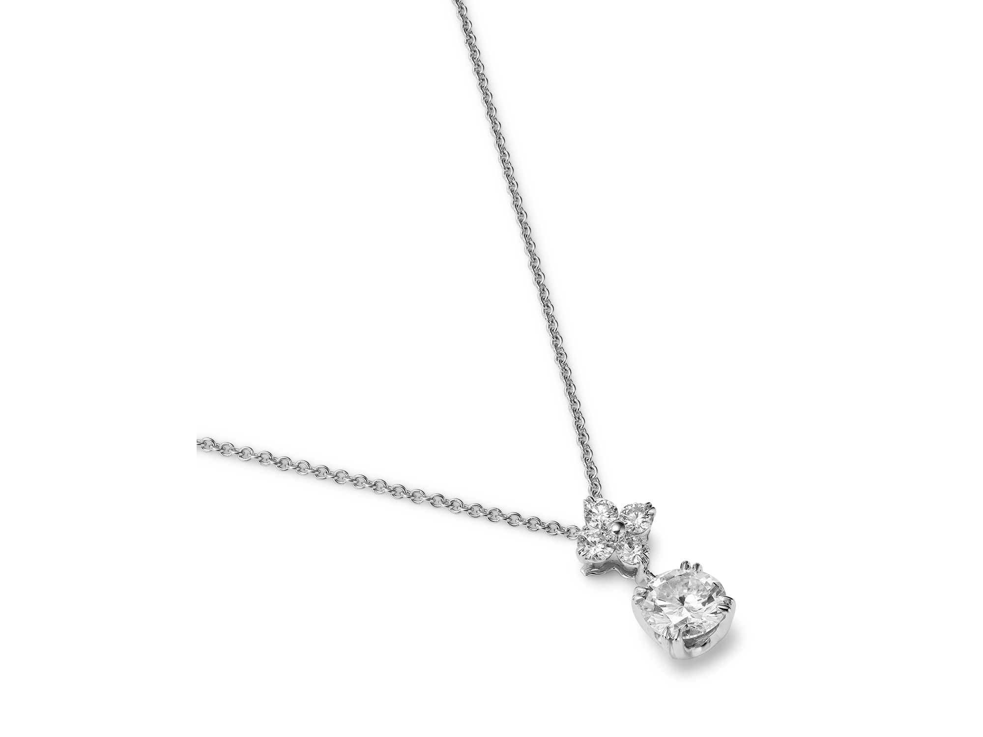 Diamond Solitaire Drop Pendant Necklace in 14K White Gold, 1.0 tcw — Image 3