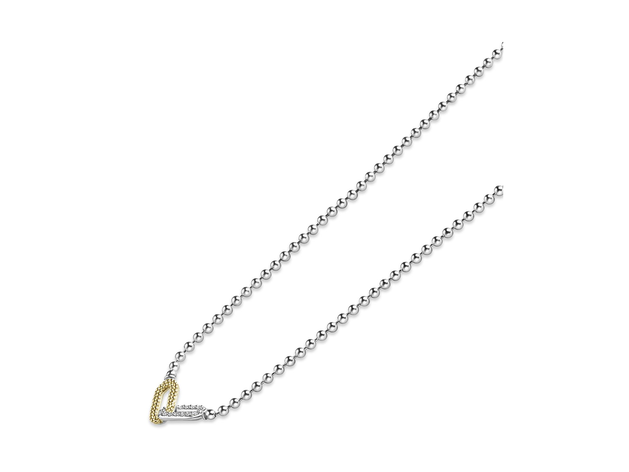 18K Yellow Gold & Sterling Caviar Lux-Clip Diamond Bead Link Necklace, 16-18" - Exclusive — Image 4
