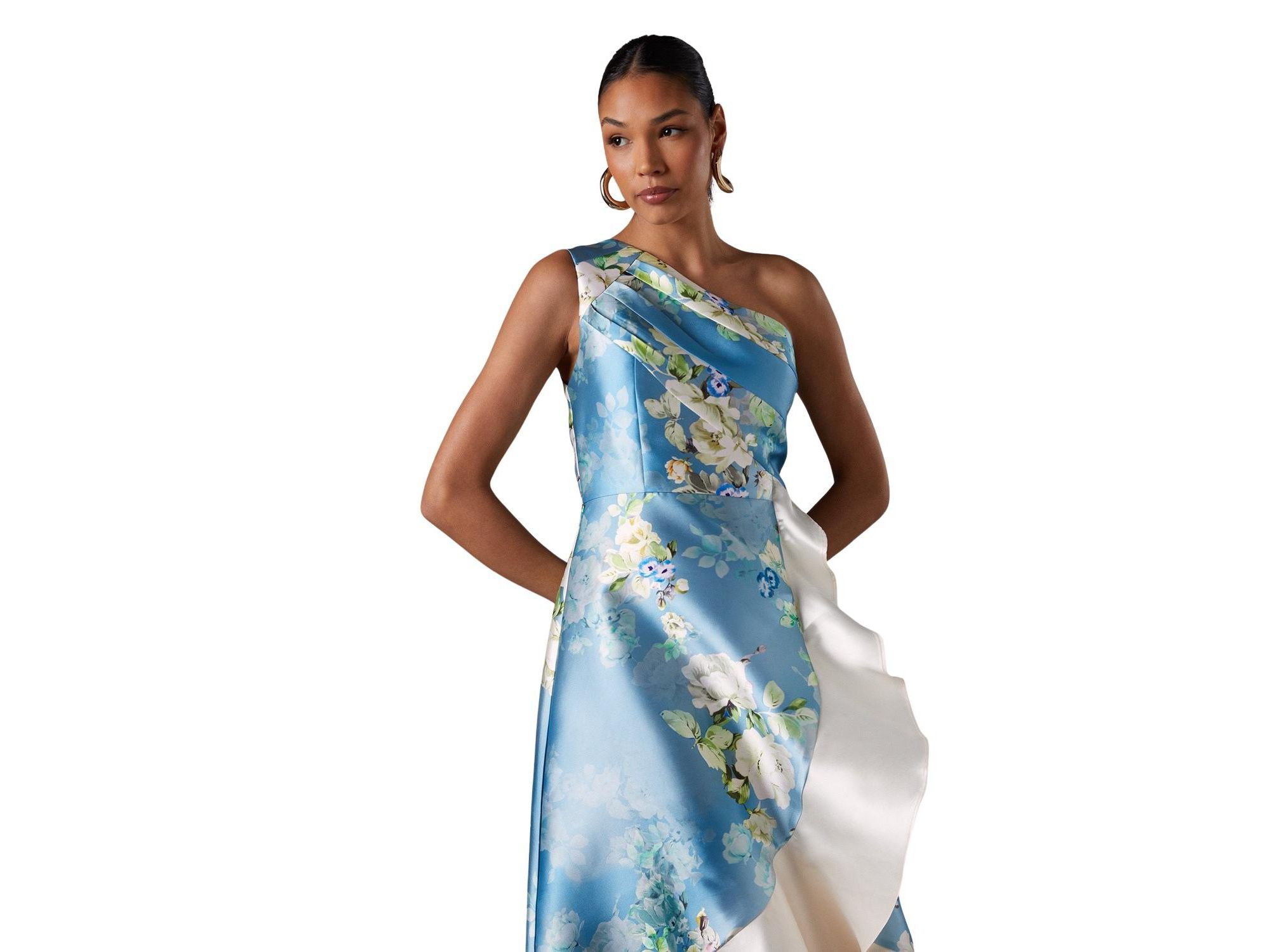 One Shoulder Ruffle Midi Dress — Image 3