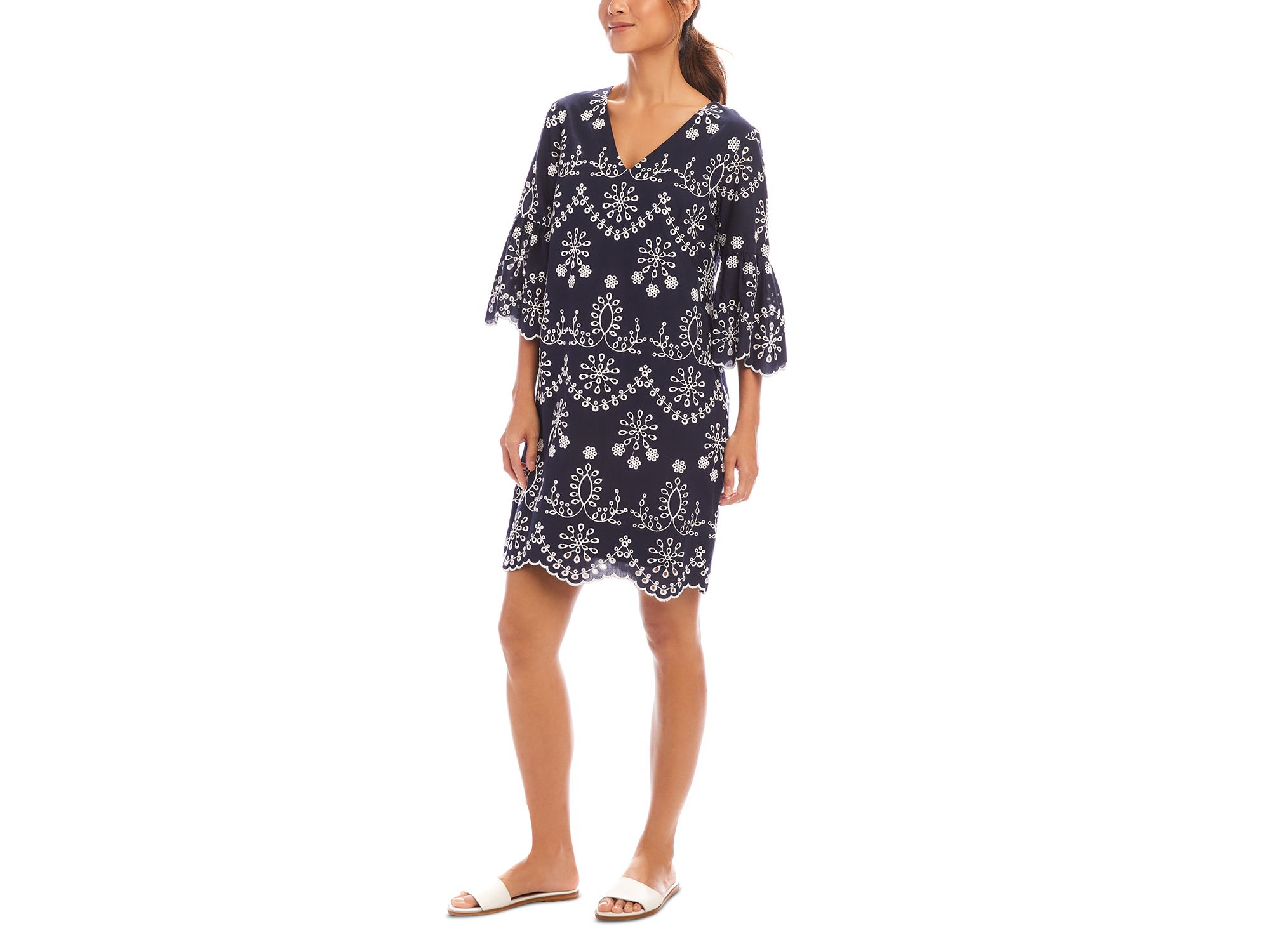 Flare Sleeve Embroidered Dress — Image 5