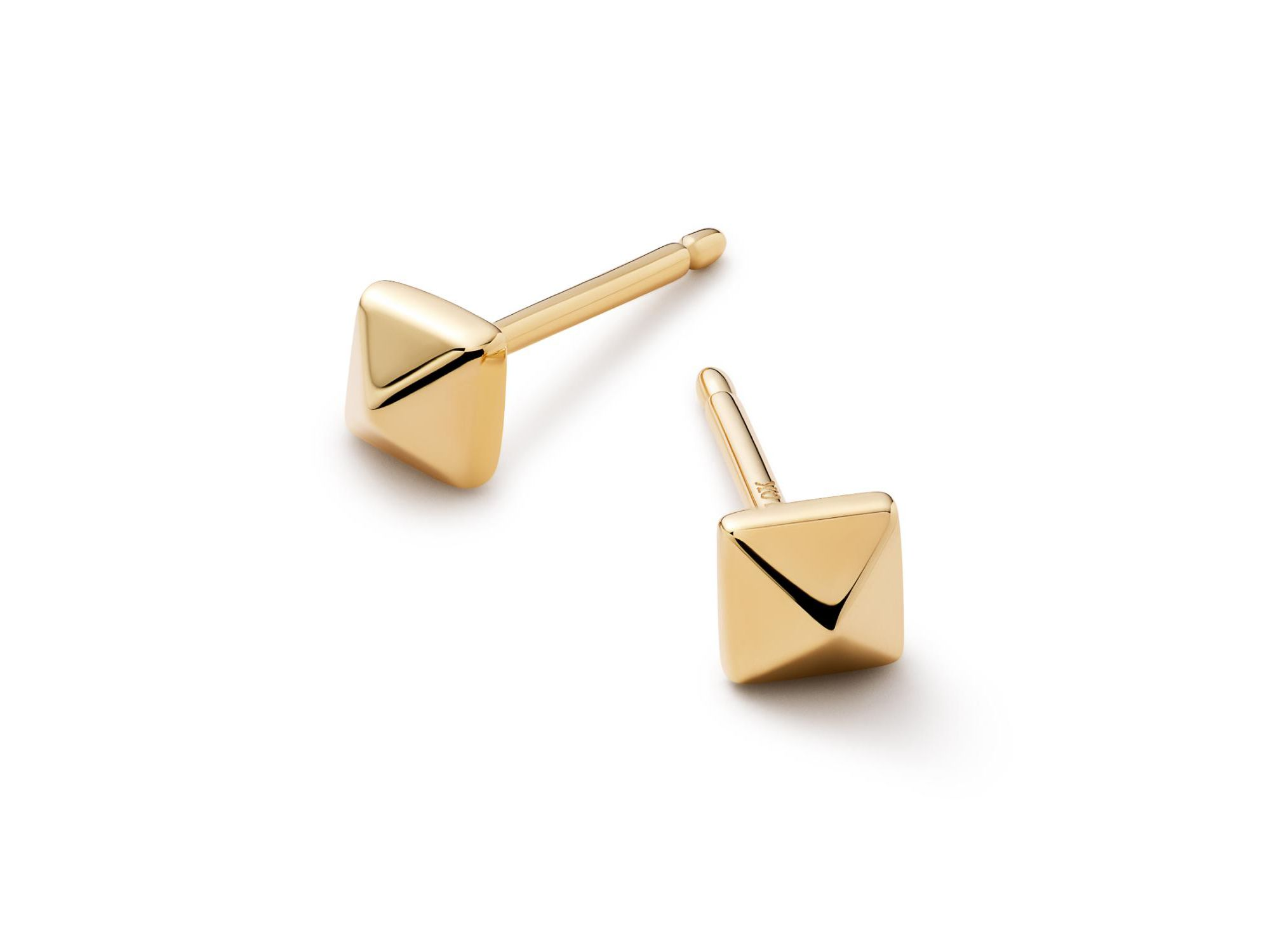 Solid Yellow Gold Pyramid Studs — Image 5