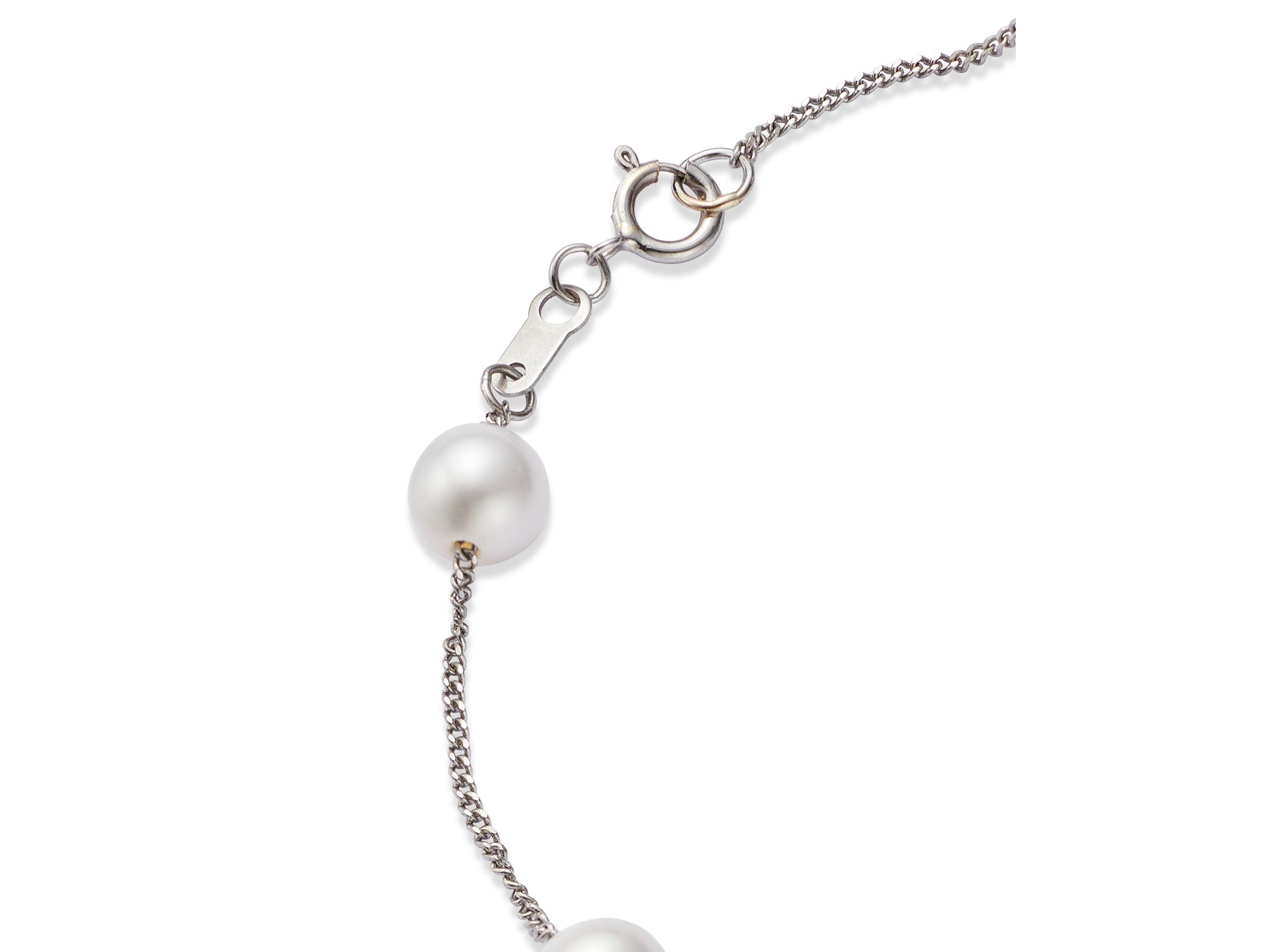 Cultured Freshwater Pearl Station Bracelet in 14K White Gold — Image 4