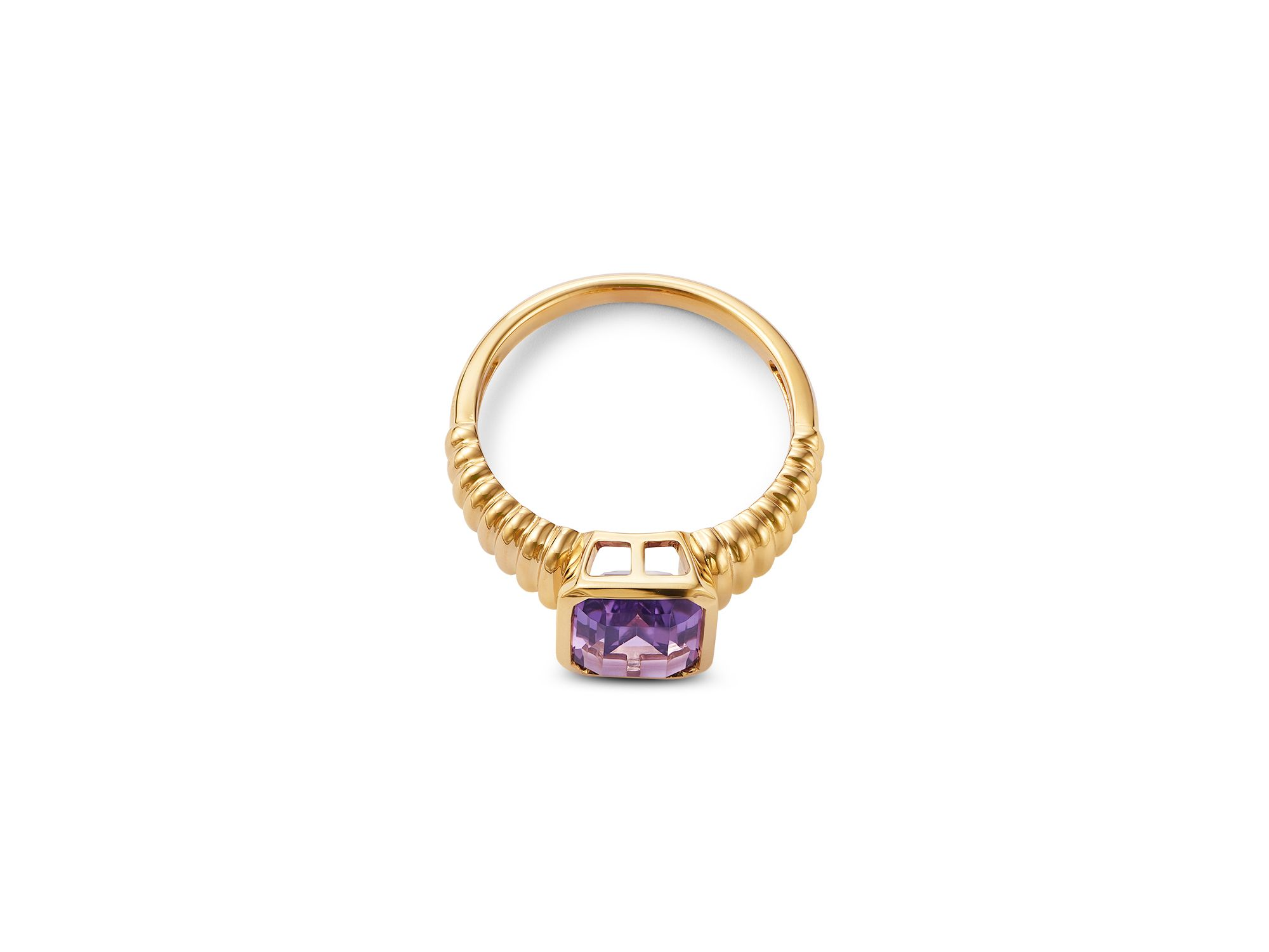Amethyst Bezel Ring in 14K Yellow Gold — Image 3
