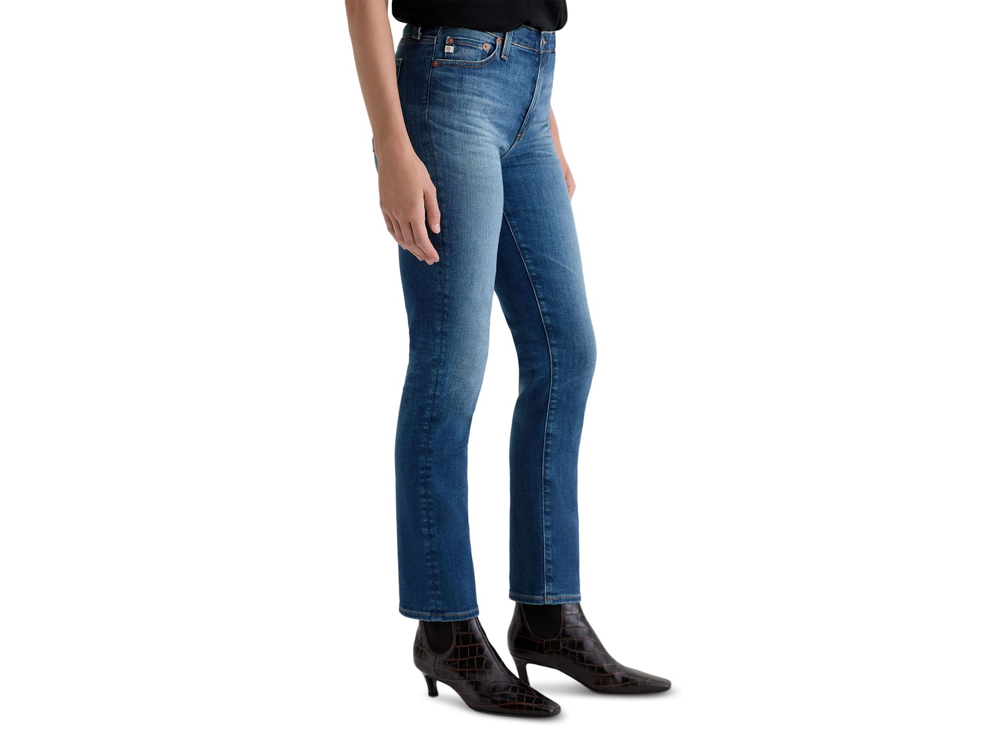 Mari Mid Rise Slim Straight Leg Jeans in 12 Years Assumption — Image 4