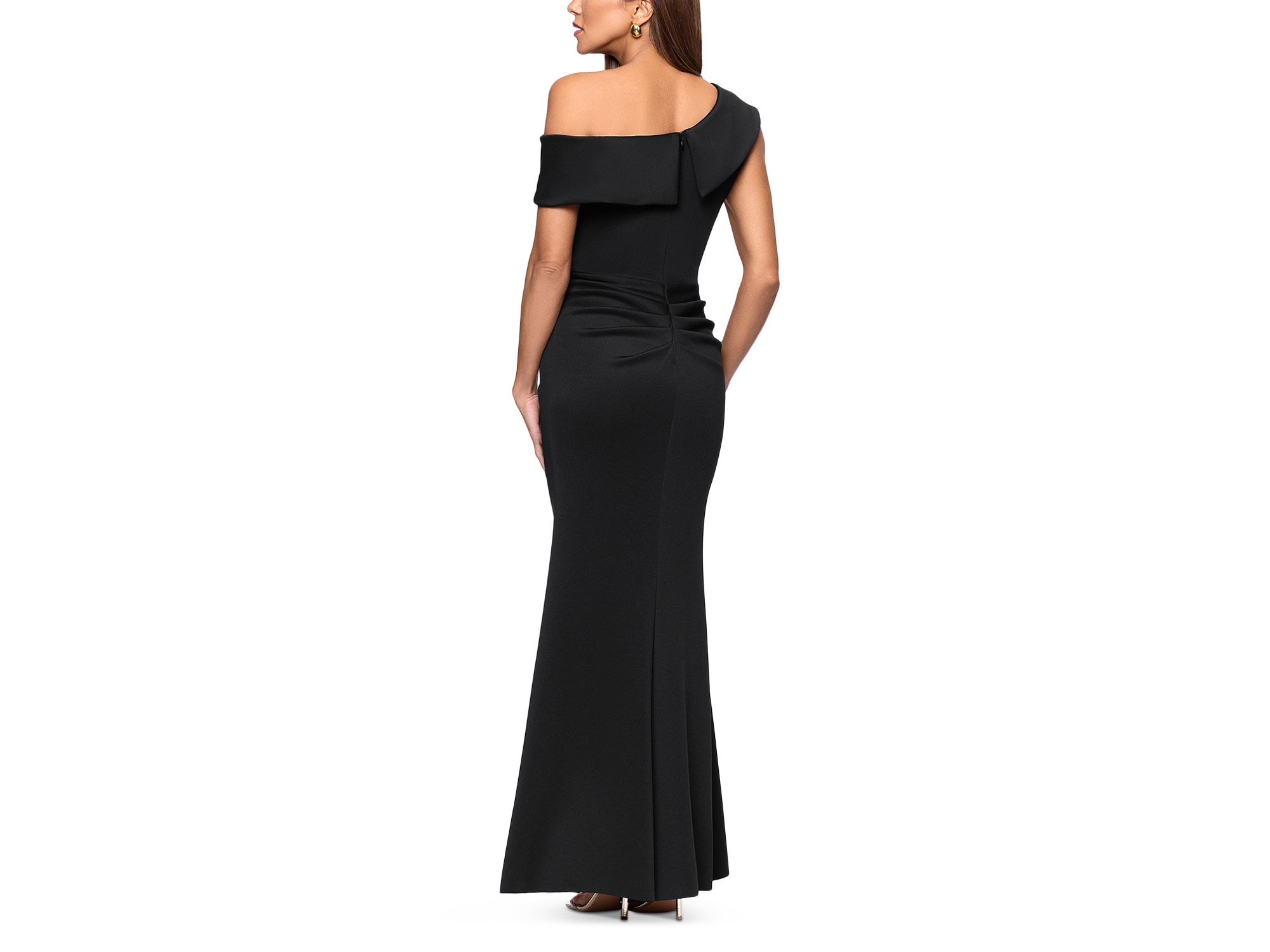 One Shoulder Ruffle Scuba Crepe Dress - Exclusive — Image 7