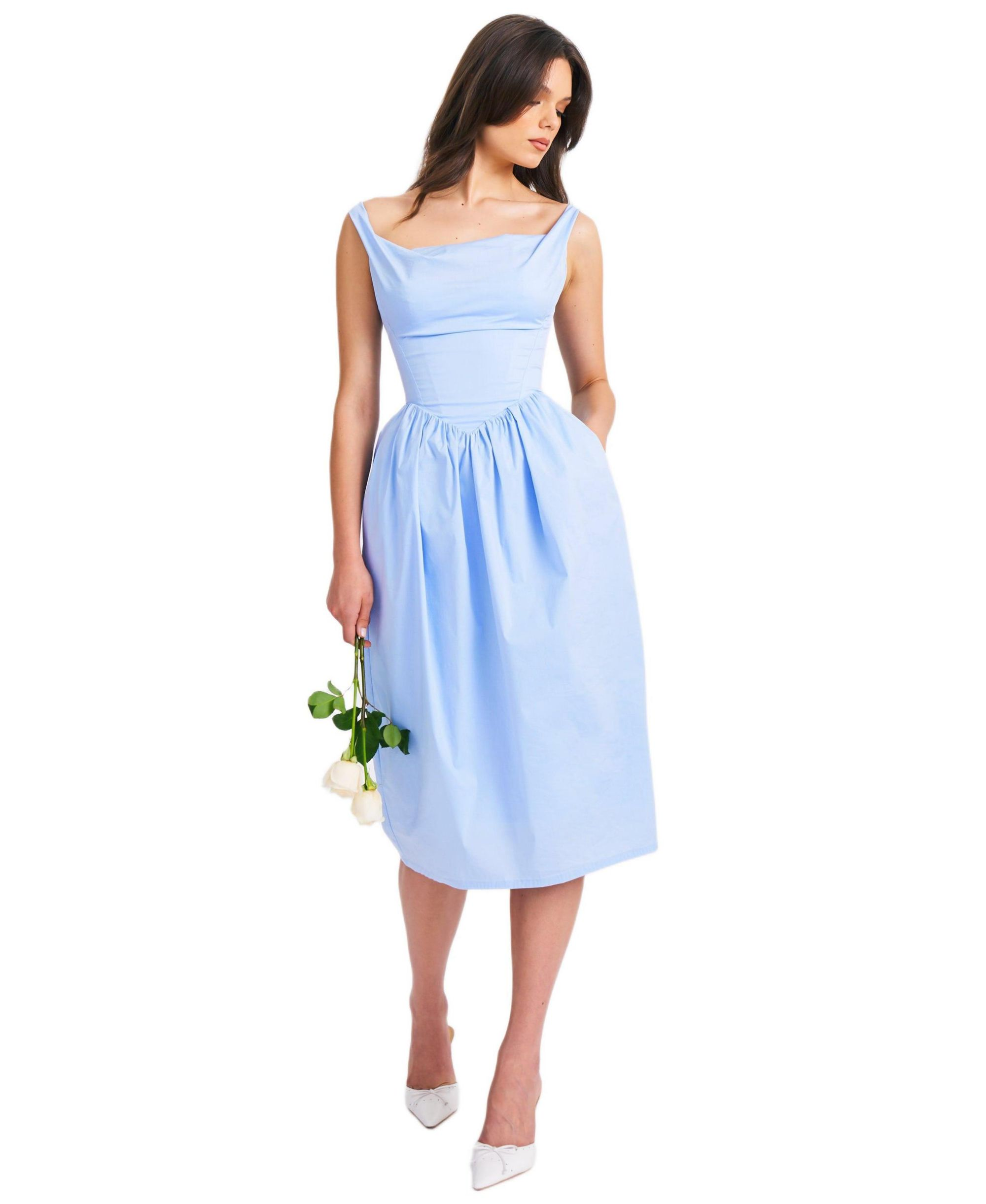 Reina Drop Waist Corset Midi Dress — Image 7