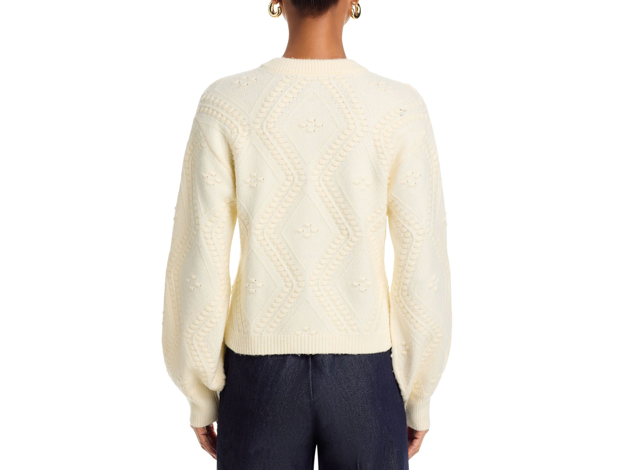 Kitty Bobble Contrast Crewneck Cardigan — Image 3