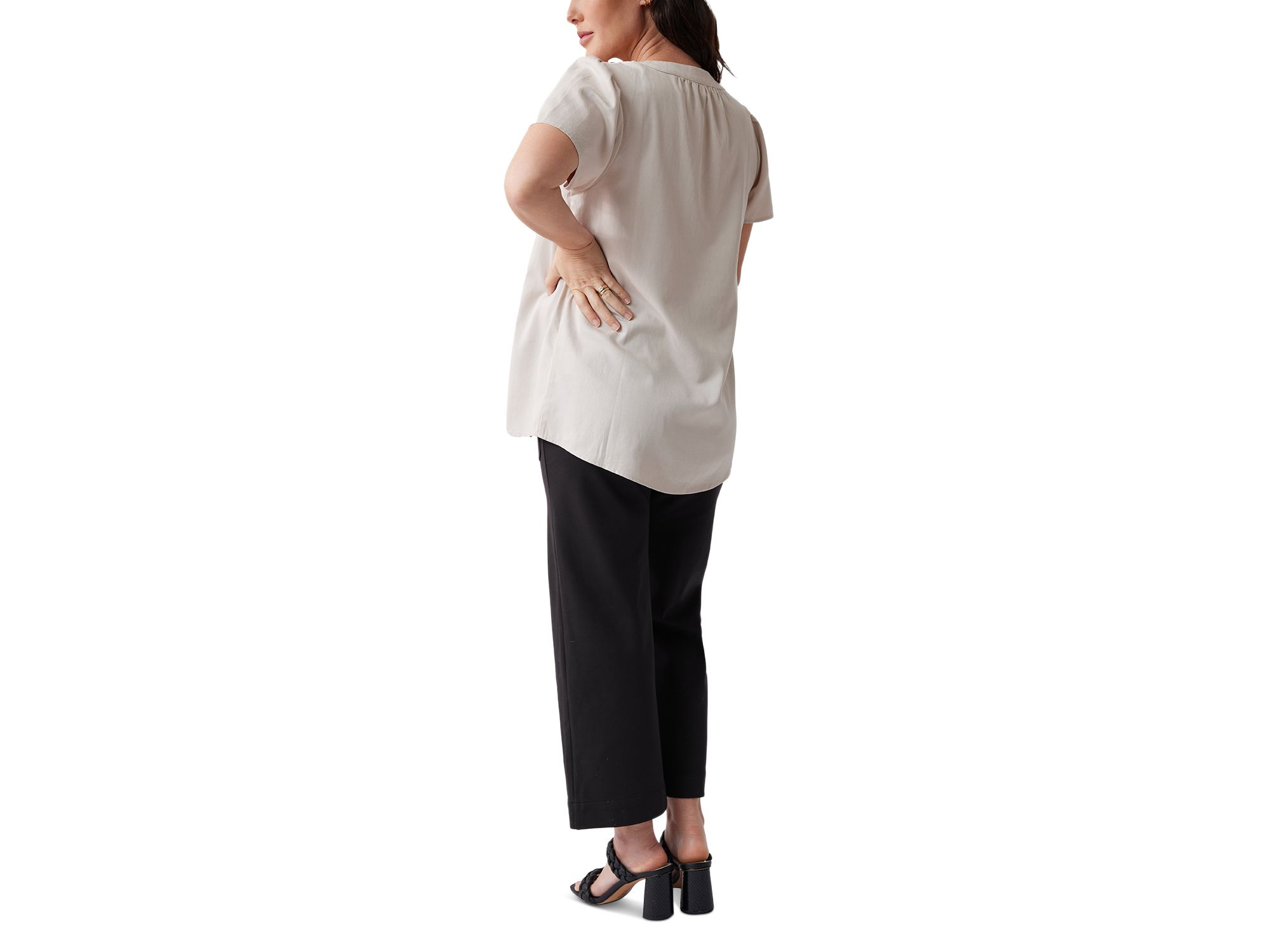 Maternity Short Sleeve Woven Top — Image 5