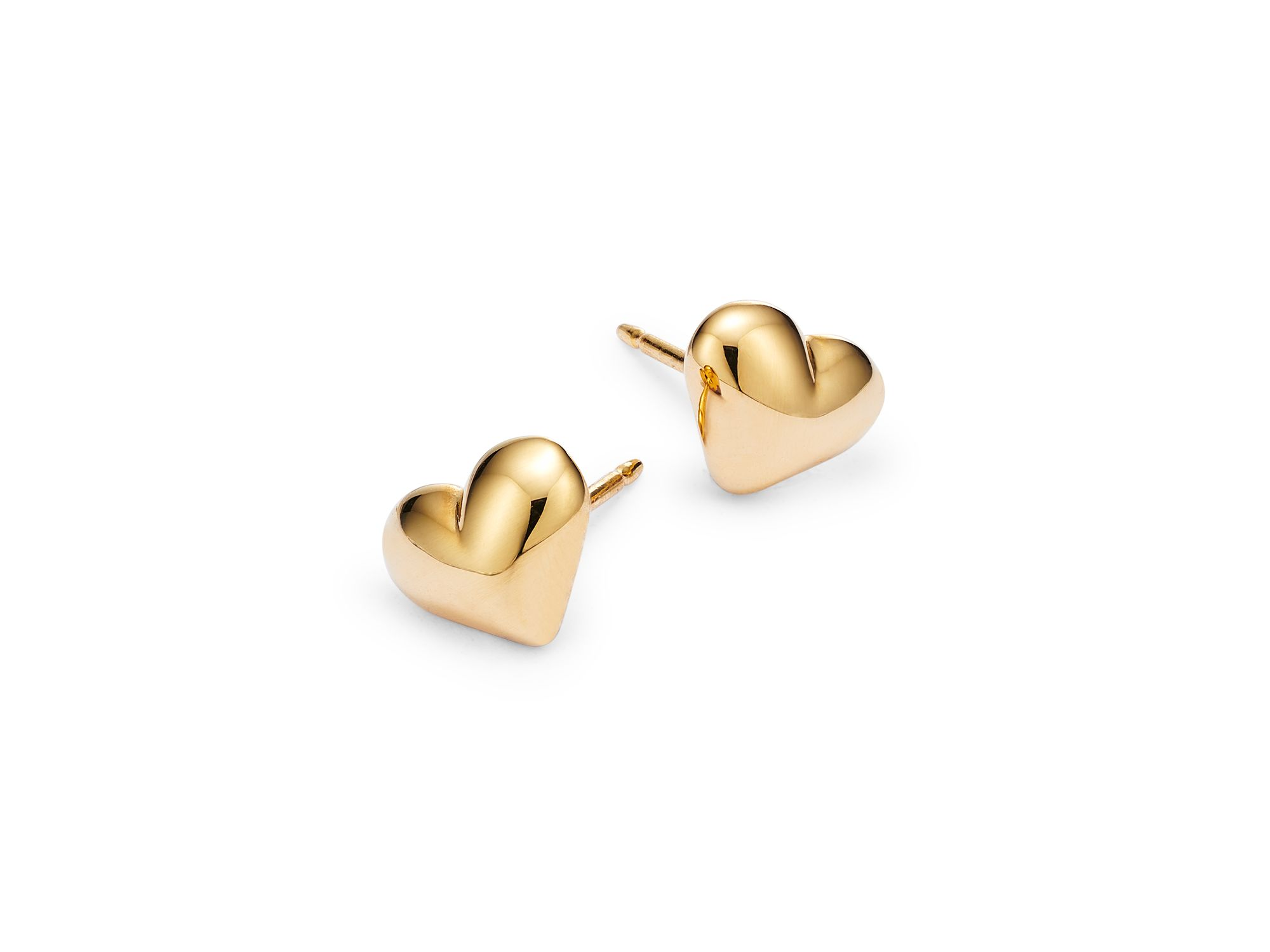 Puffed Heart Studs in 14K Yellow Gold — Image 4