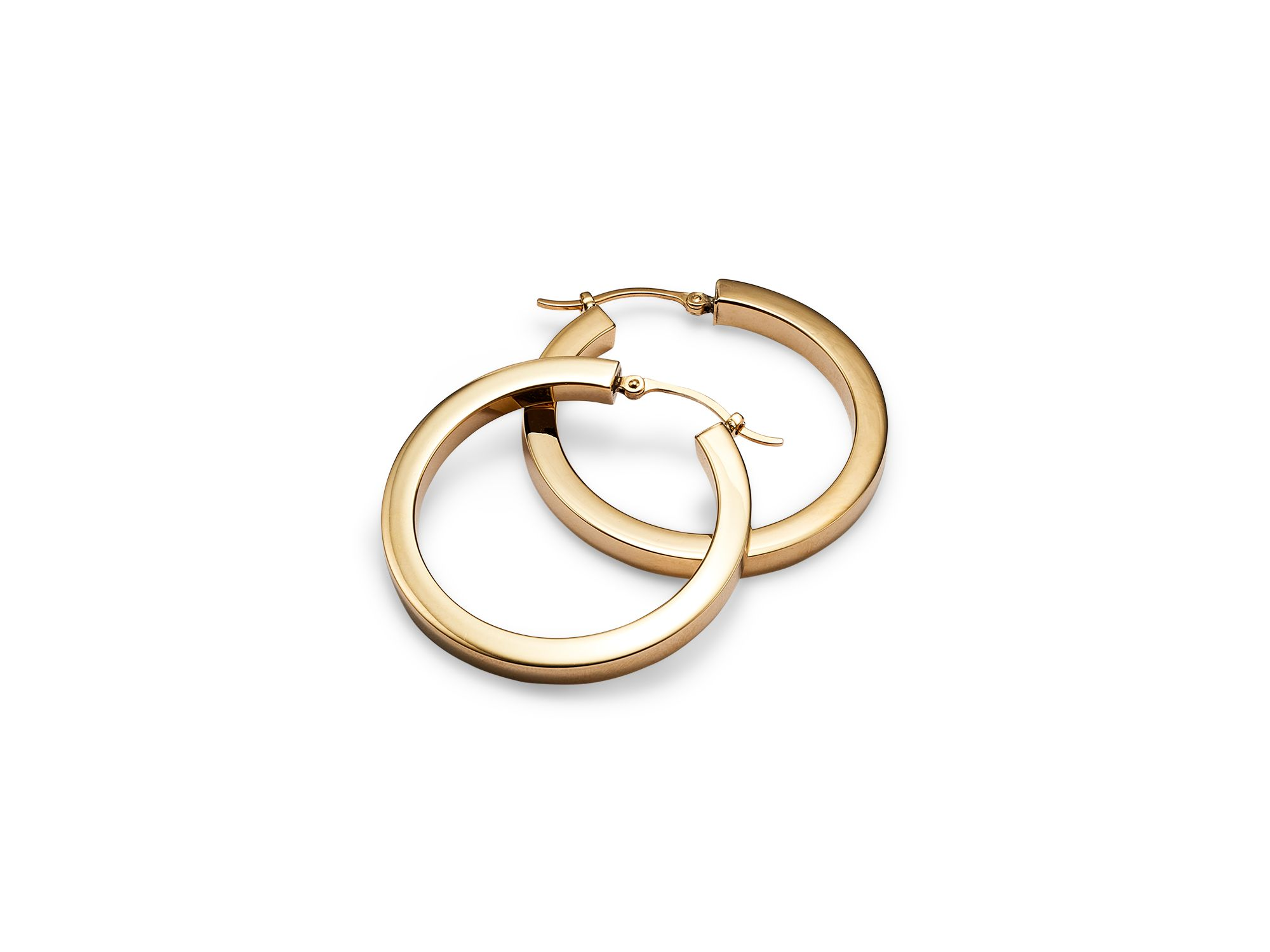 14K Yellow Gold Square Polished Tube Hoop — Image 3
