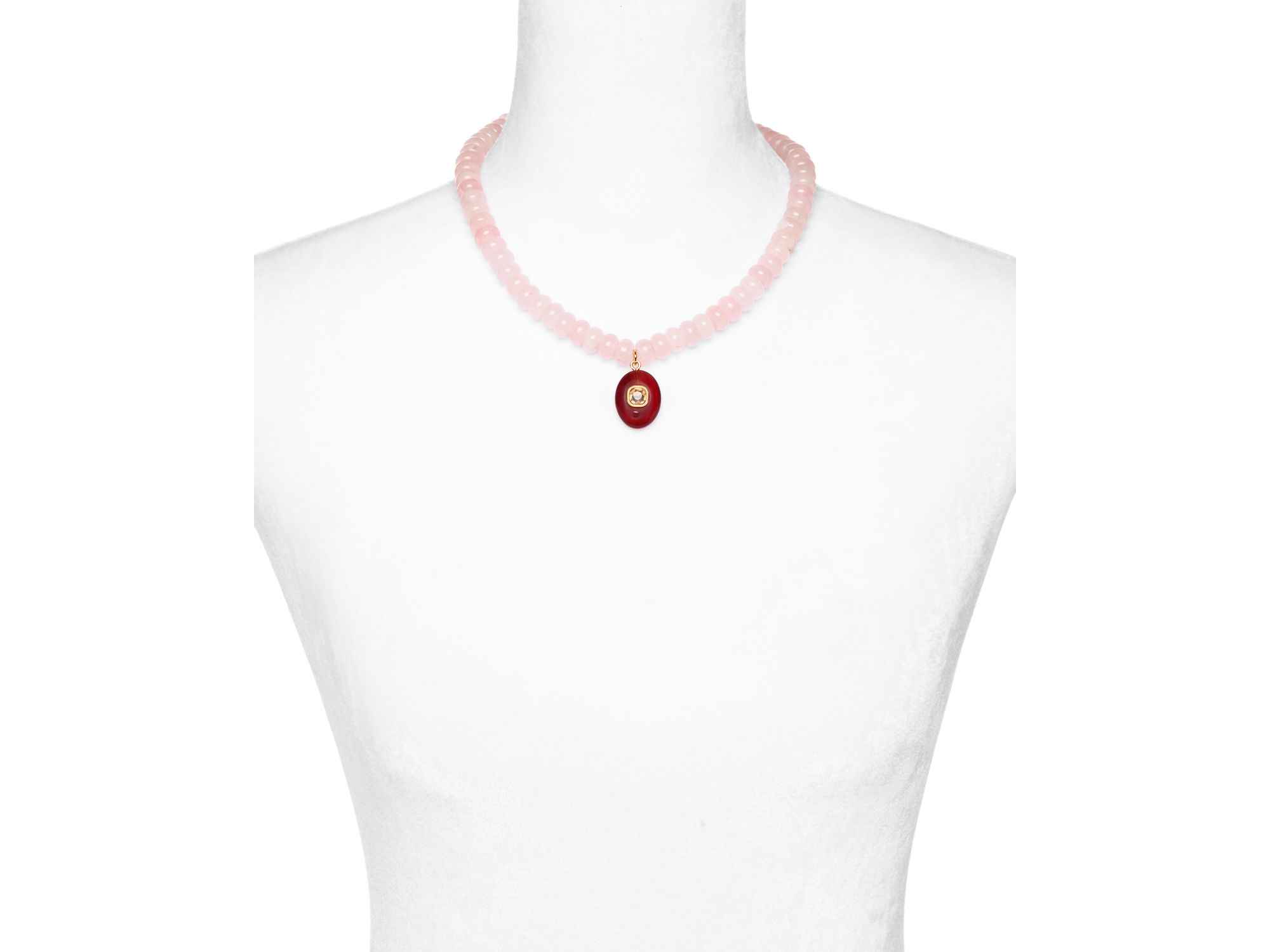 Pink Quartz Beaded Pendant Necklace, 16"-18" - Exclusive — Image 3