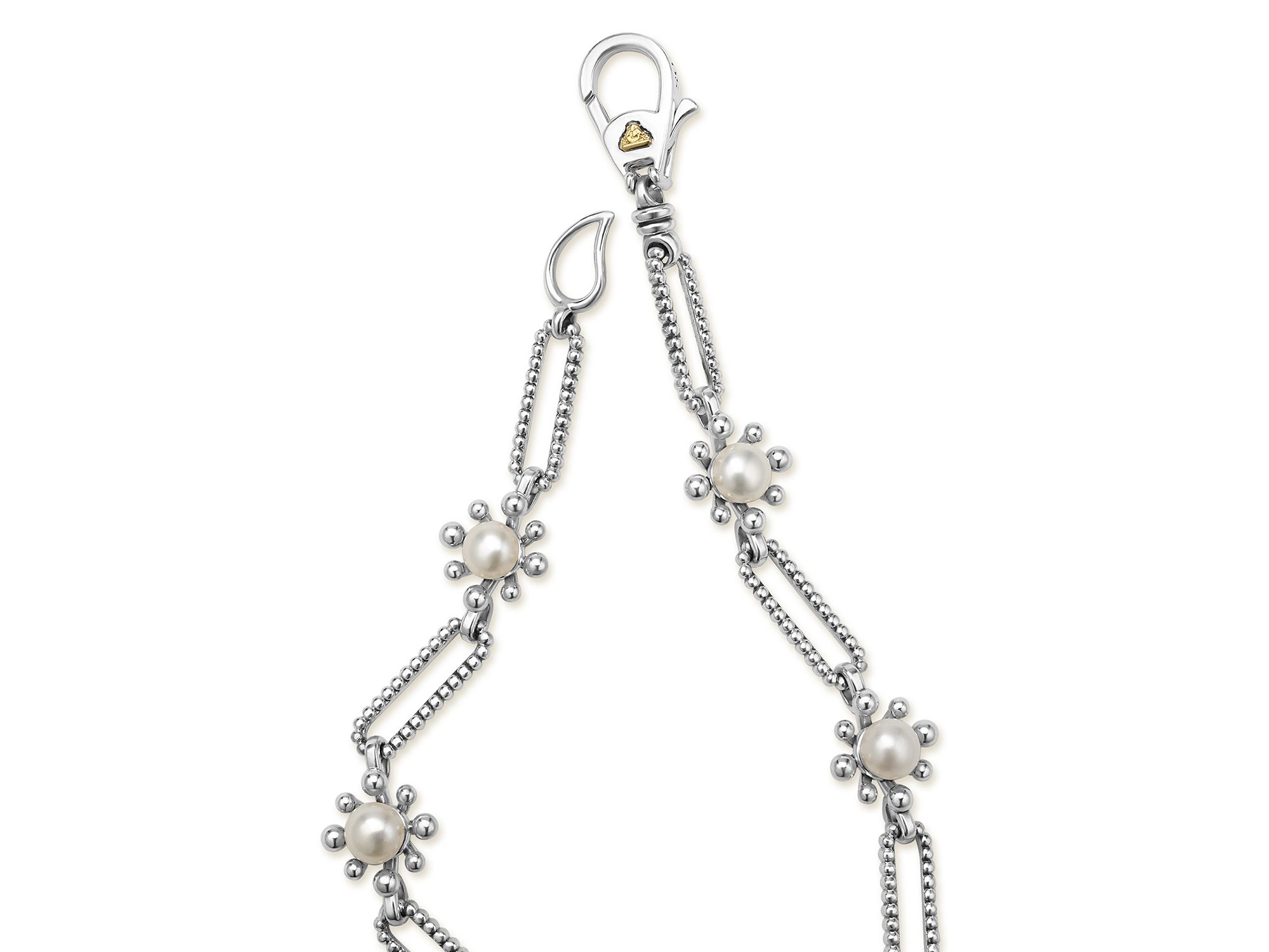 Sterling Luna Cultured Pearl Fleur Link Bracelet — Image 3