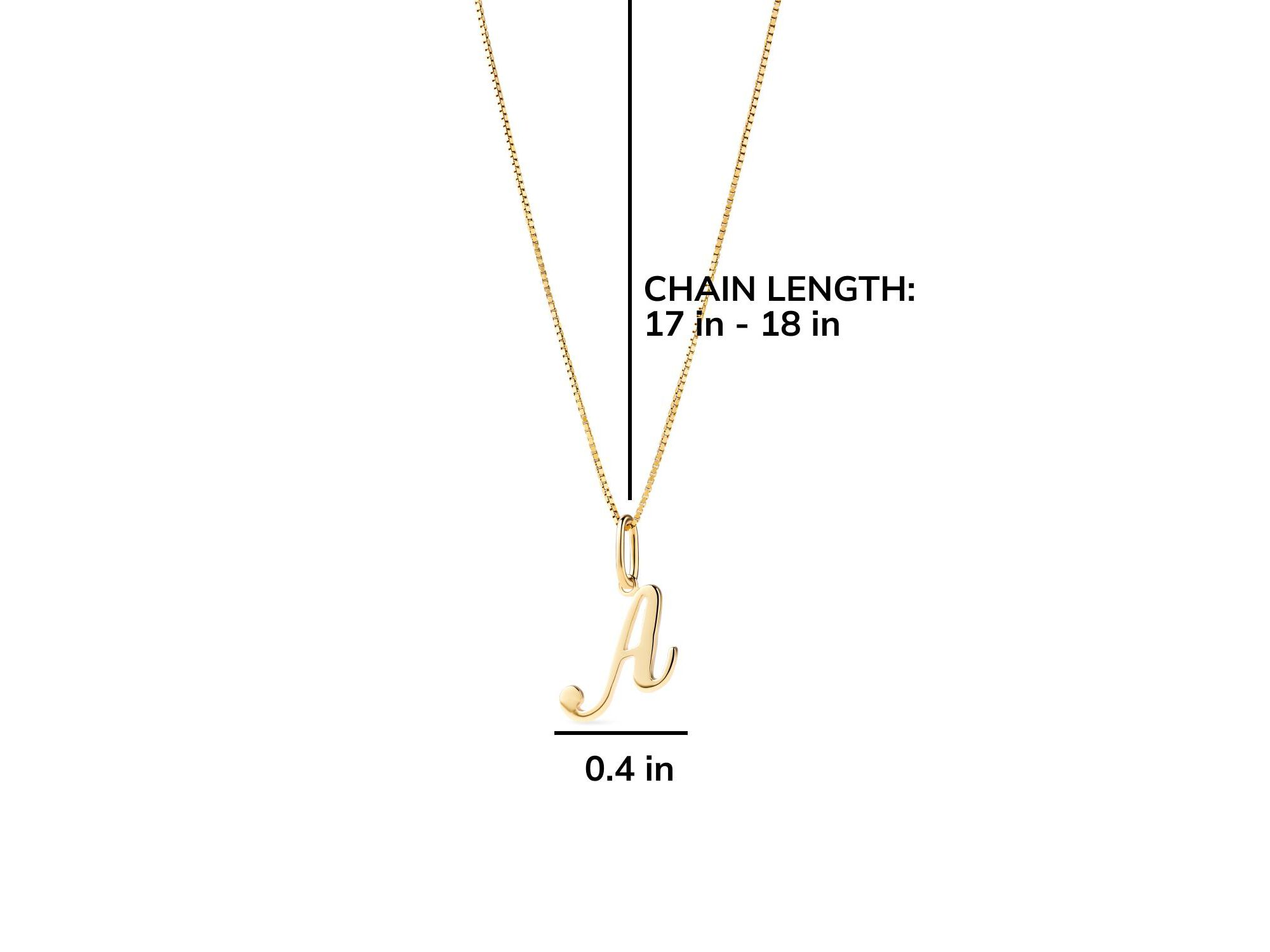 Solid Yellow Gold Script Letter Necklace — Image 3