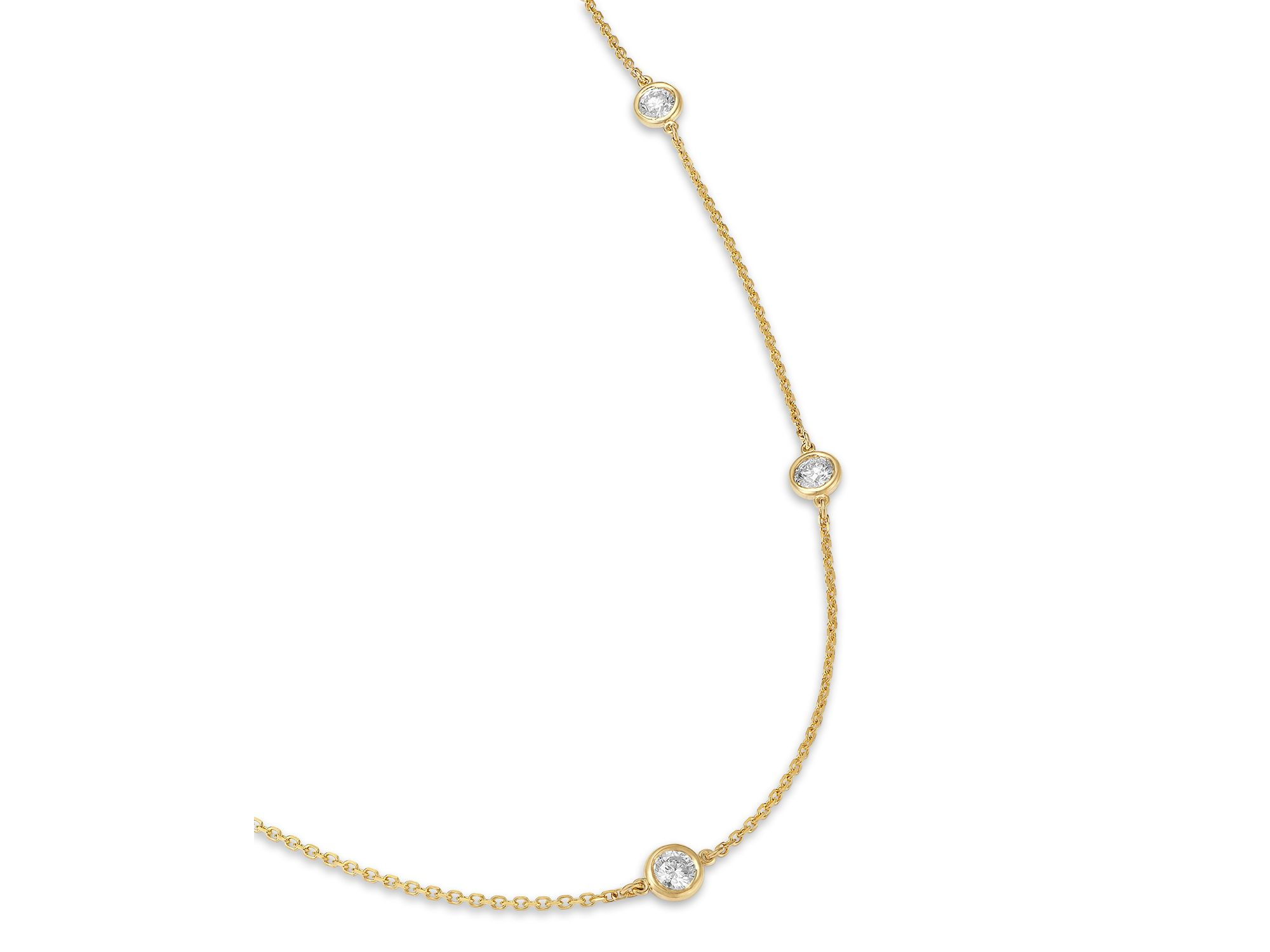 Diamond Bezel Station Necklace in 14K Gold, 1.0 tcw — Image 3