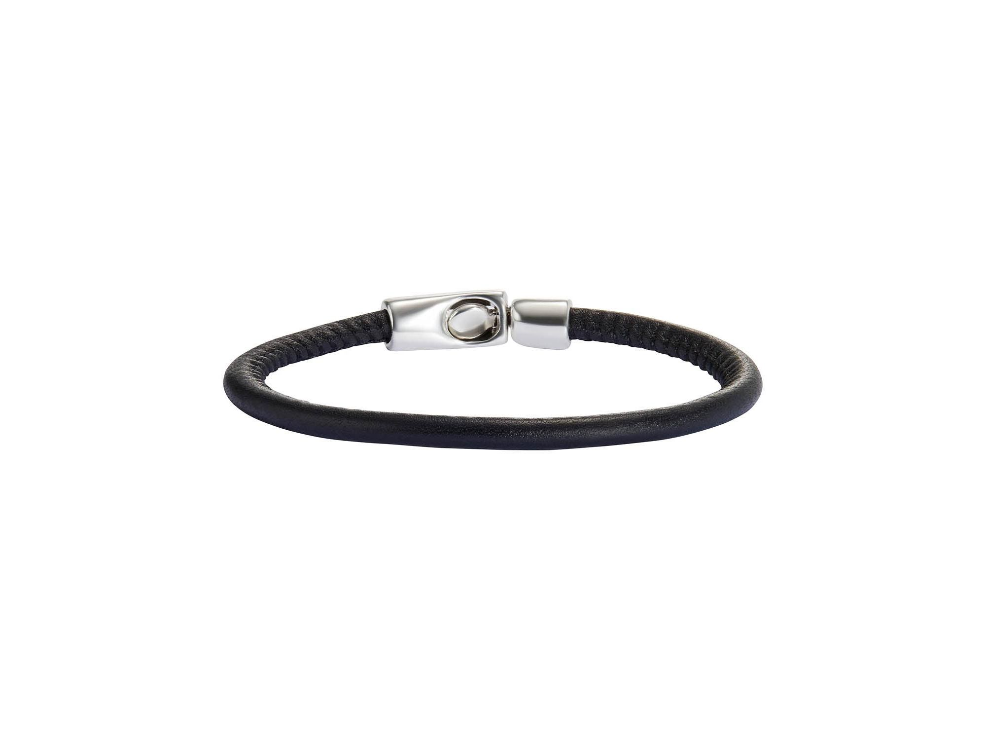 Black Leather Clasp Bracelet — Image 5