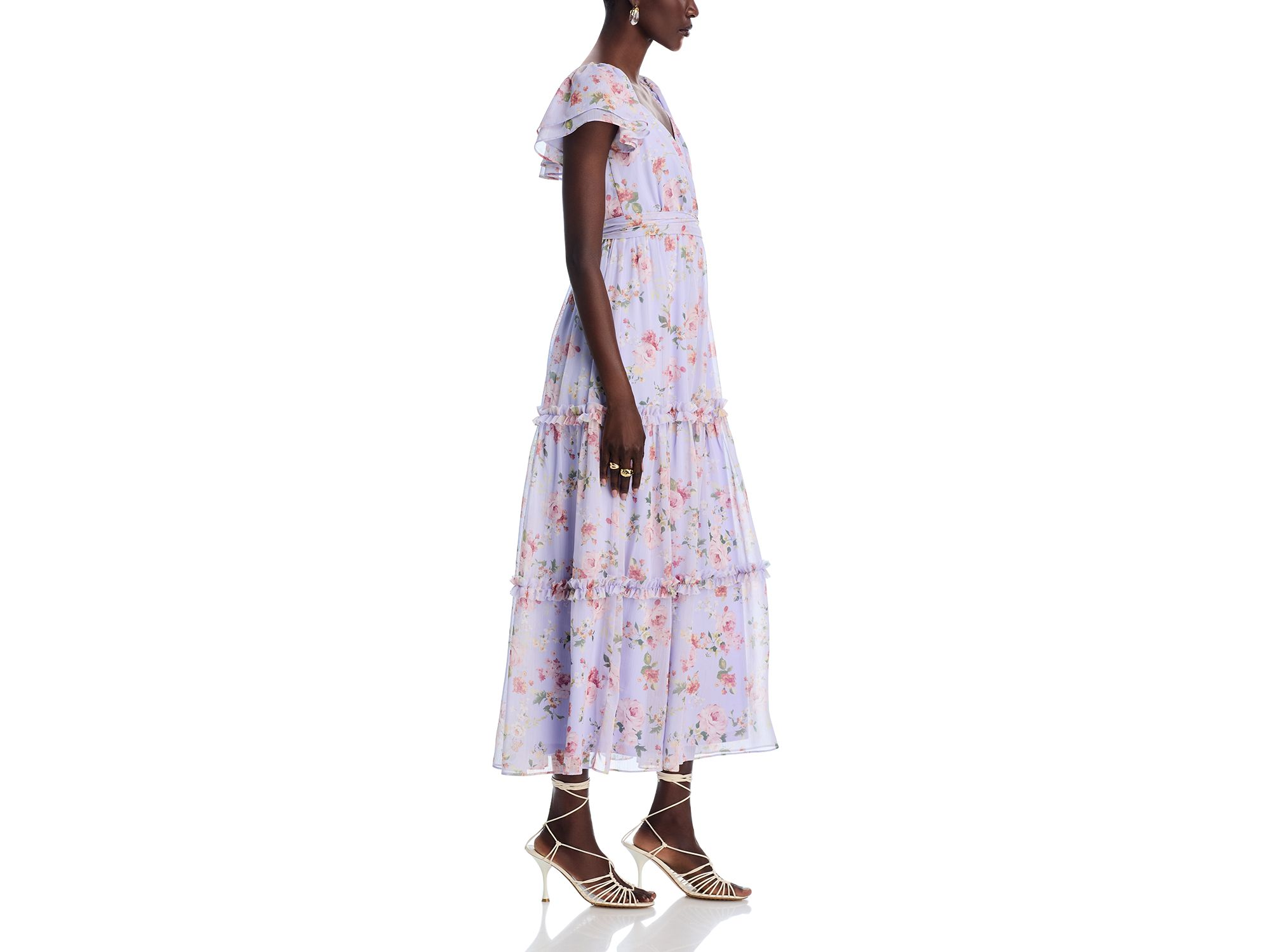 Floral Flutter Sleeve Maxi Dress - Exclusive — Image 7