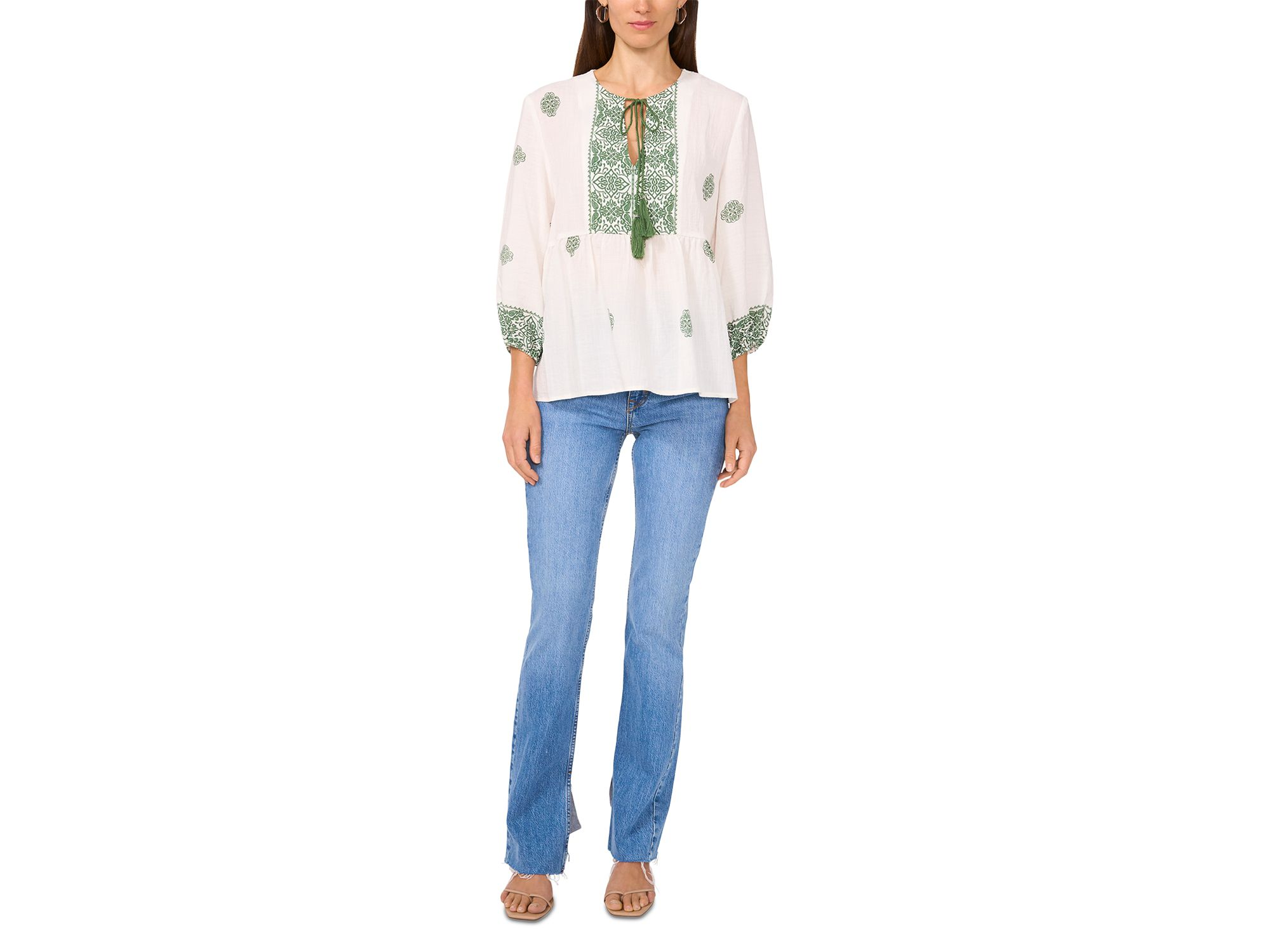 Neck Tie Peasant Blouse — Image 3