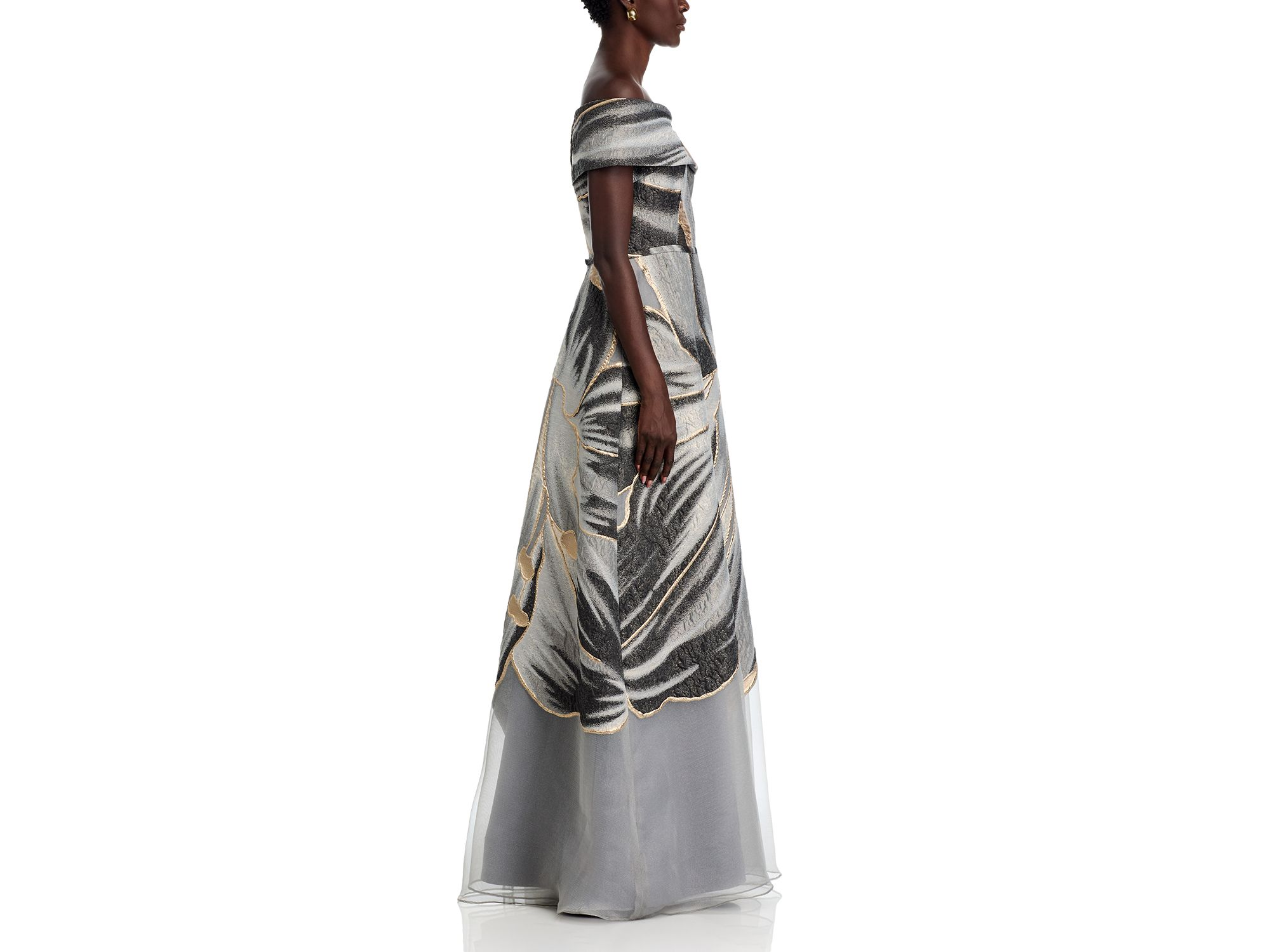 Jacquard Off The Shoulder Gown — Image 5