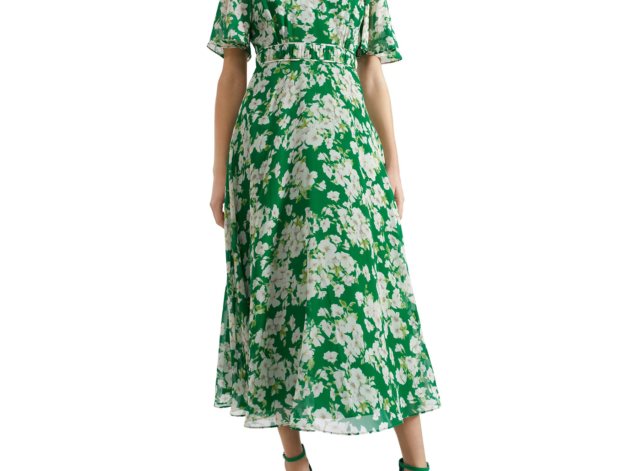 Bronwyn Floral Print Silk Midi Dress — Image 4