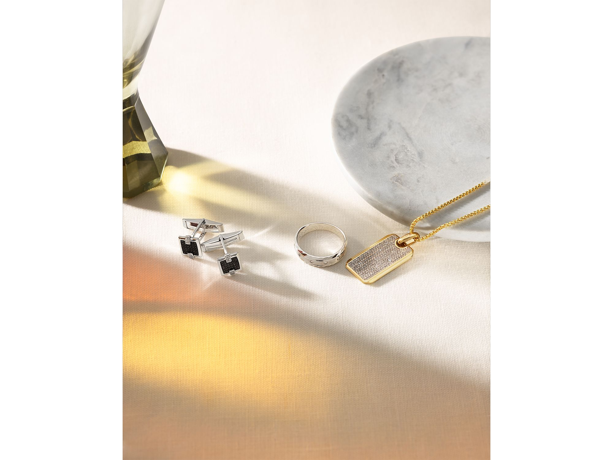 Black & White Diamond Cufflinks in 14K White Gold — Image 3