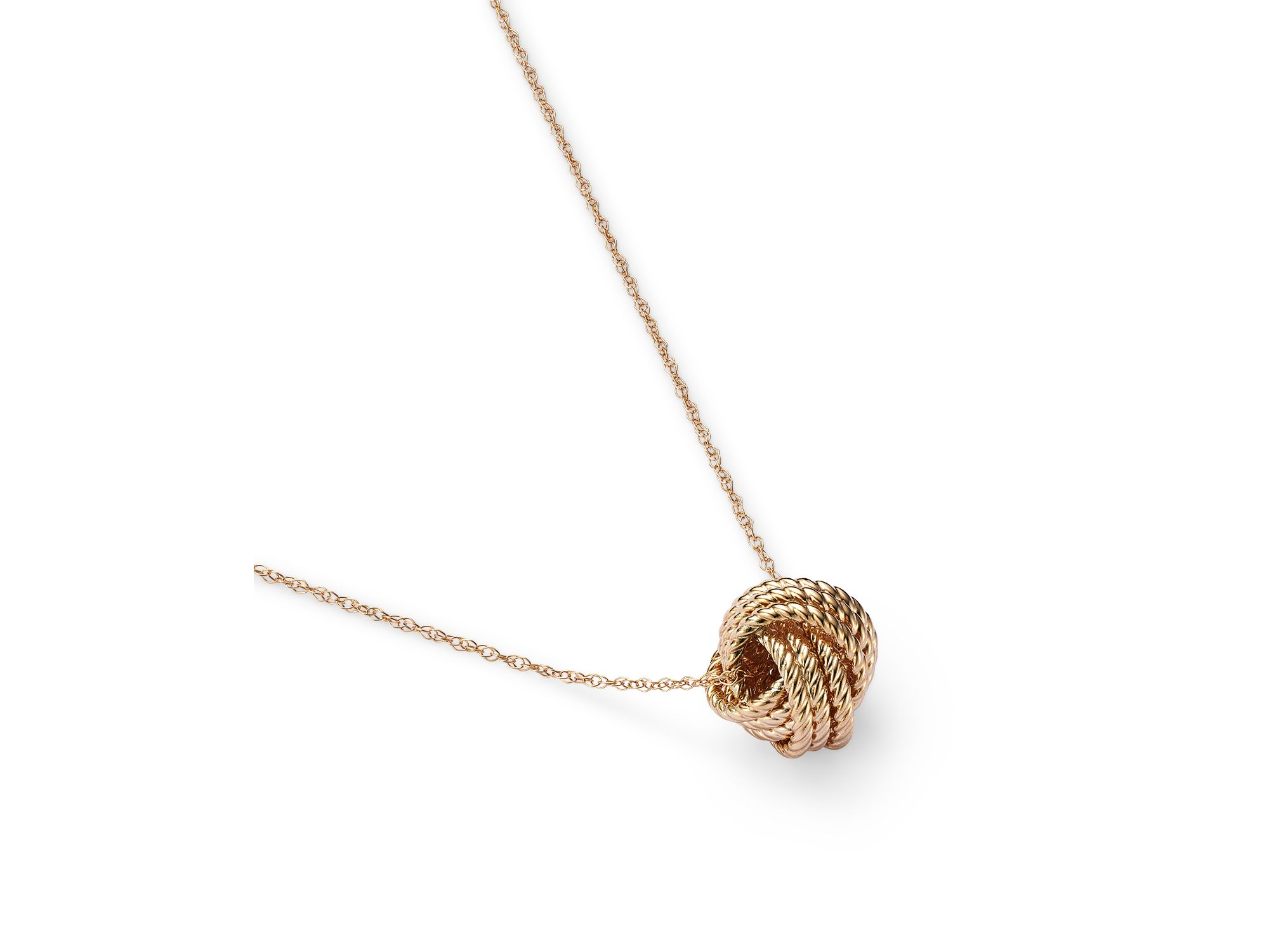 14K Yellow Gold Love Knot Necklace, 18" — Image 3