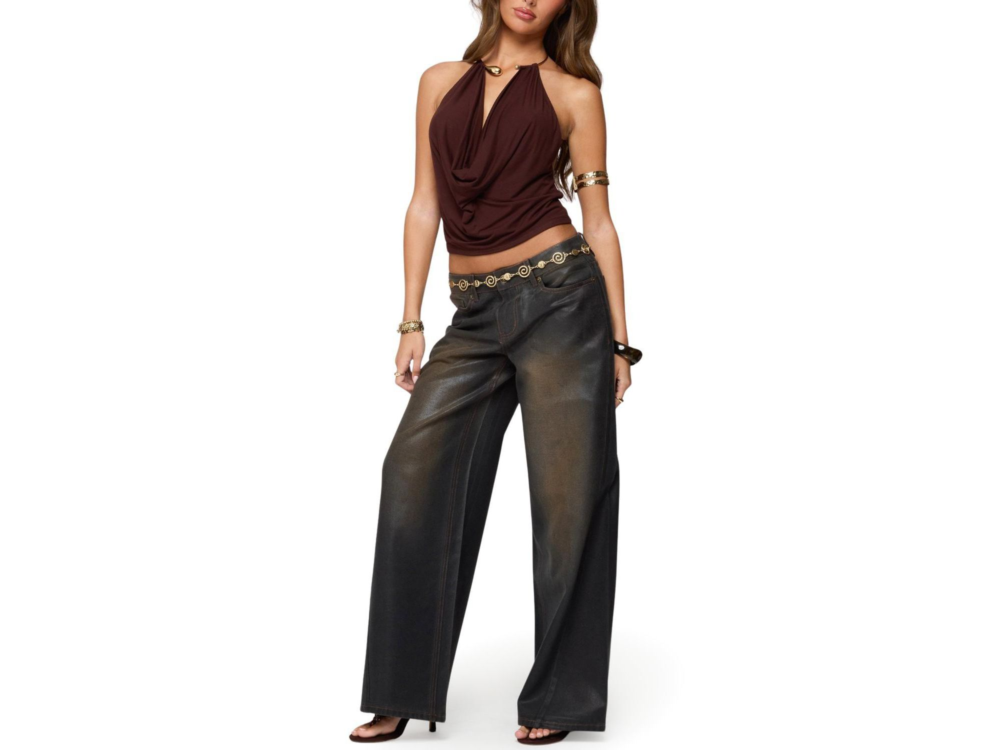 Oversized Mud Wash Low Rise Black Wash Jeans — Image 4