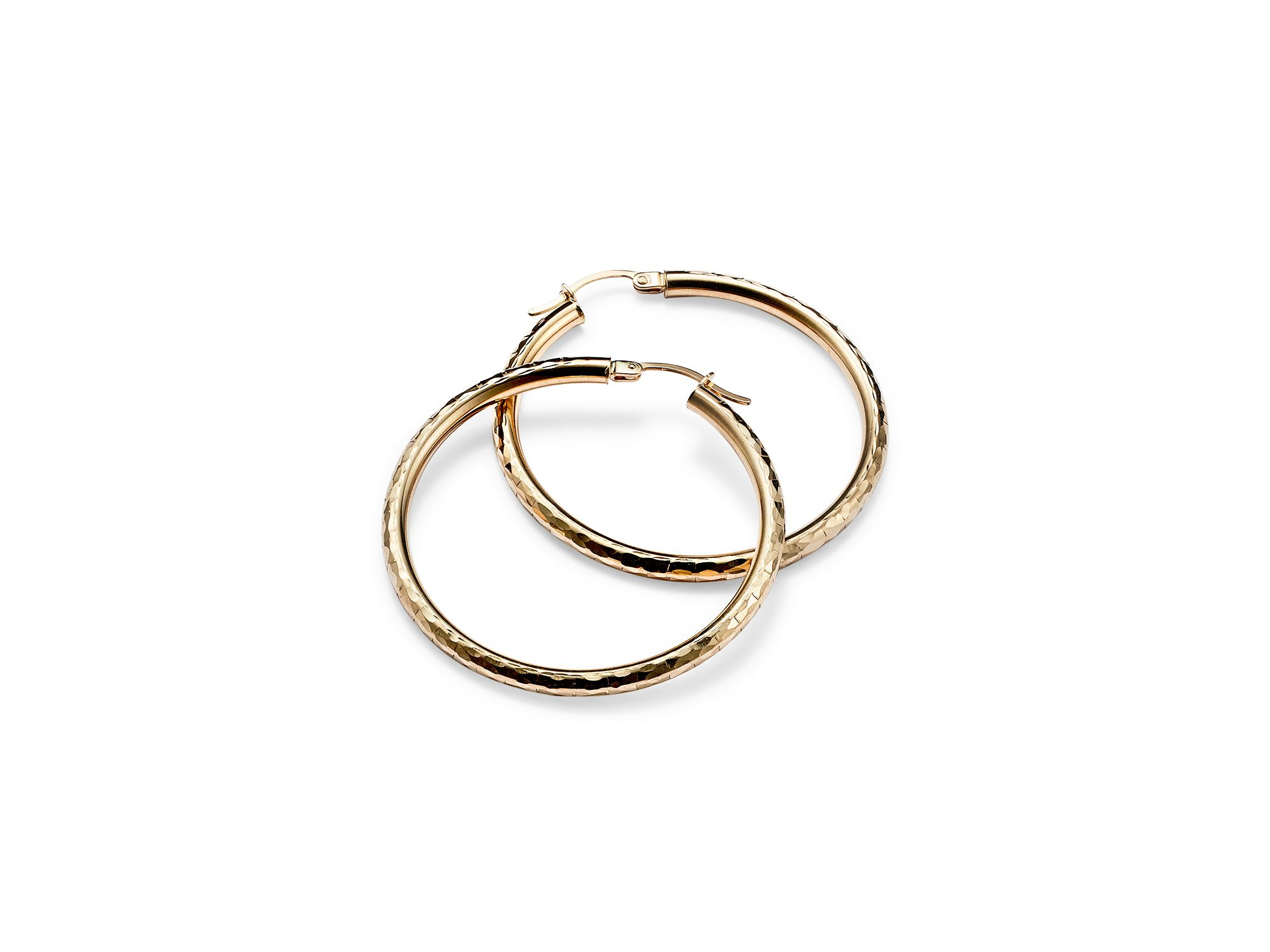 Diamond-Cut Hoop Earrings in 14K Yellow Gold — Image 3