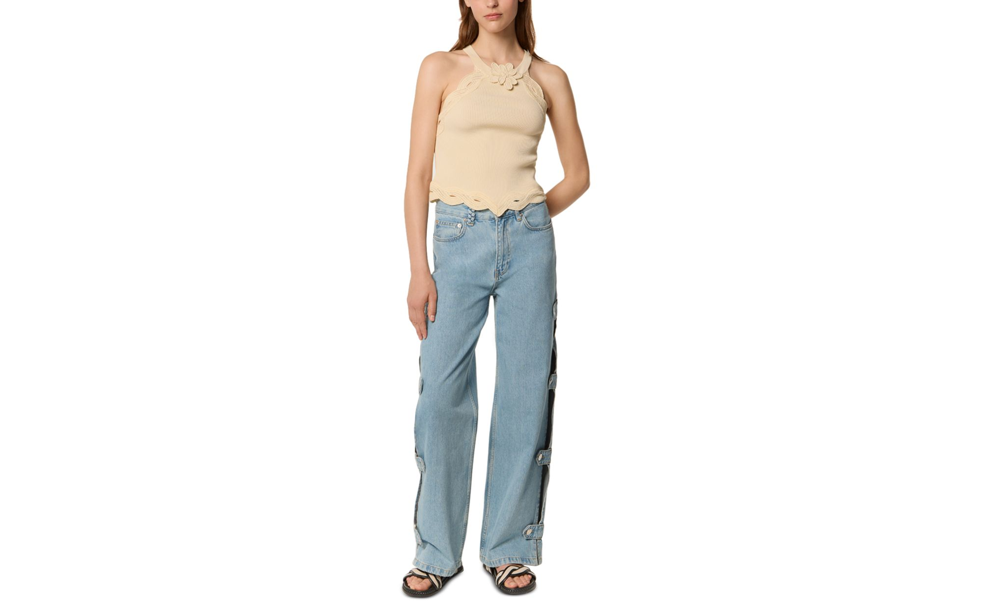 Pouzos Wide Leg Jeans in Light Blue — Image 3
