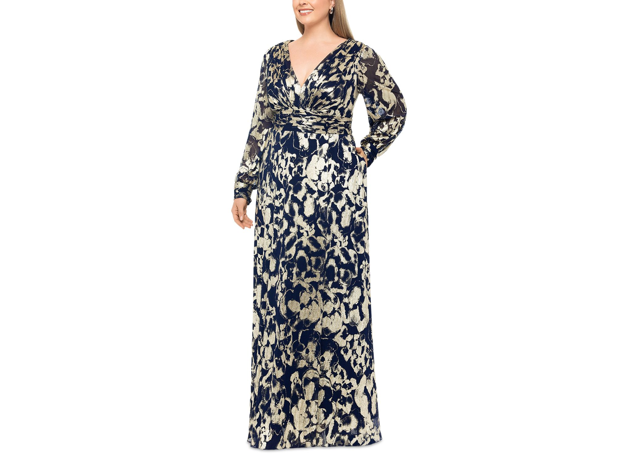 Plus Foil Printed Mesh Gown — Image 5