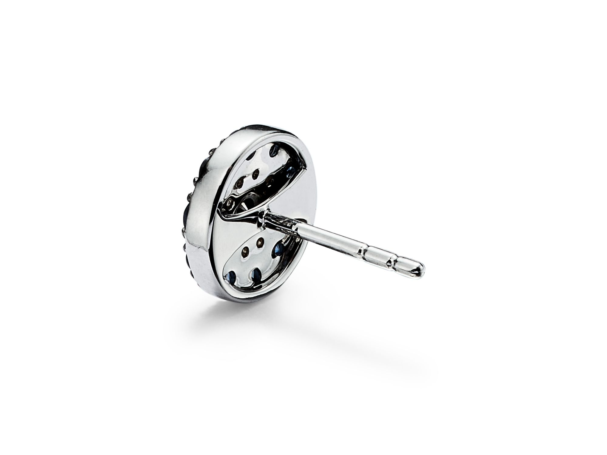 Diamond & Sapphire Evil Eye Earrings in 14K White Gold — Image 3