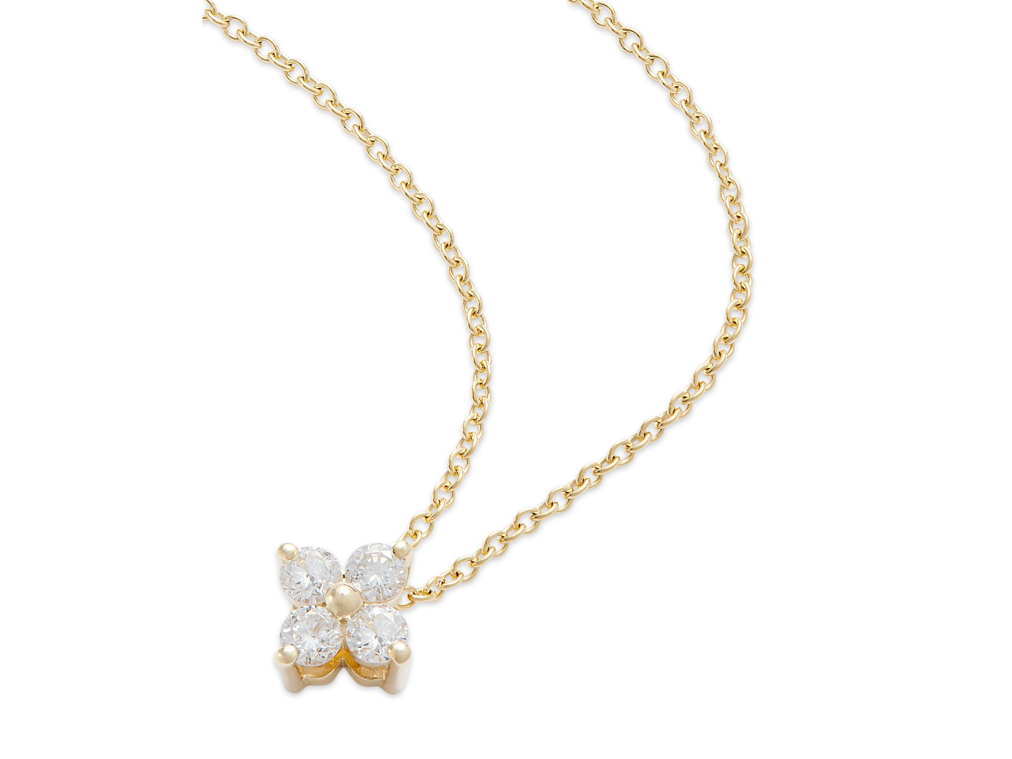 Diamond Flower Pendant Necklace in 14K Yellow Gold, 0.25 tcw — Image 3