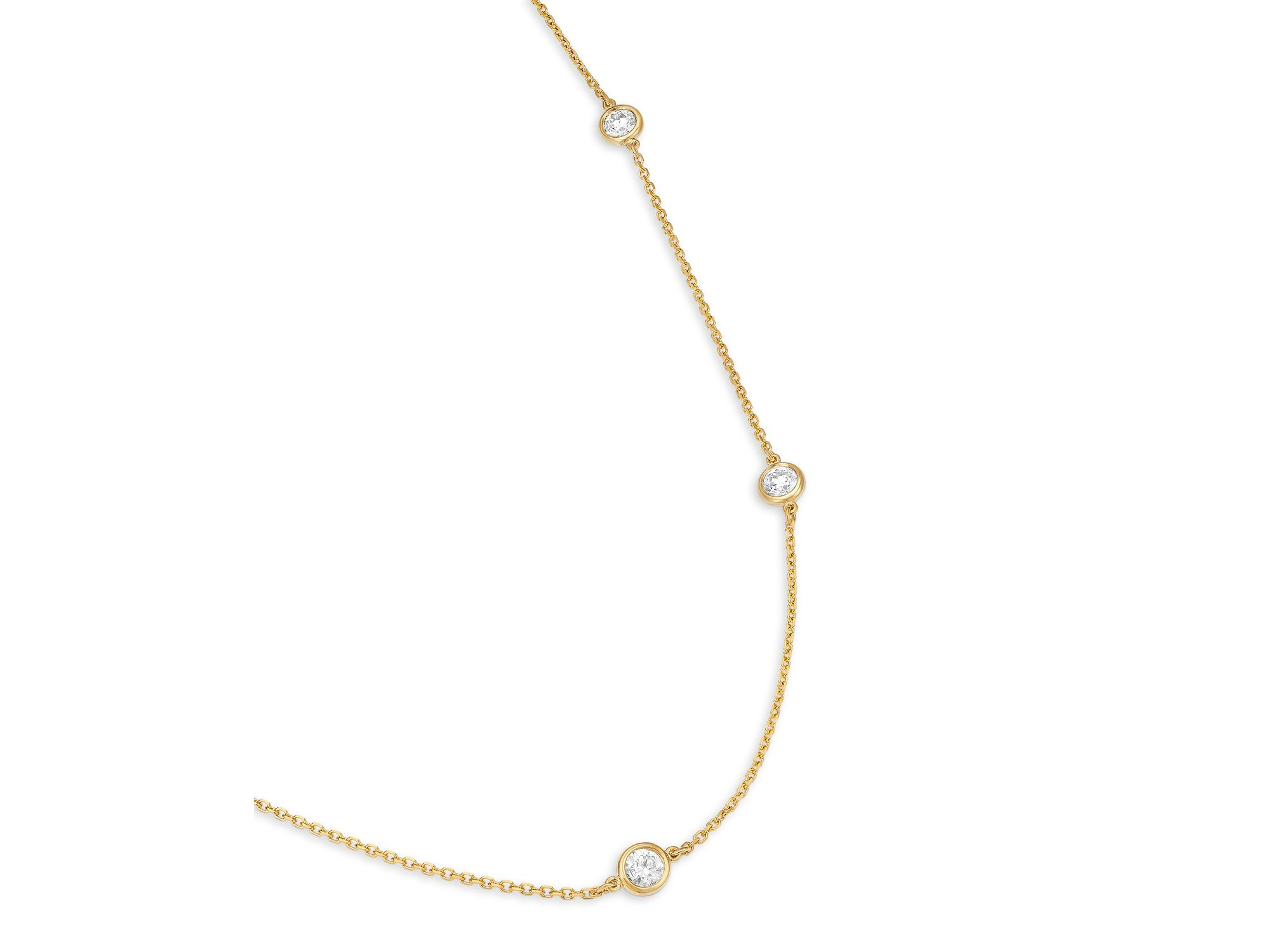 Diamond Bezel Station Necklace in 14K Gold, 0.75 tcw — Image 3